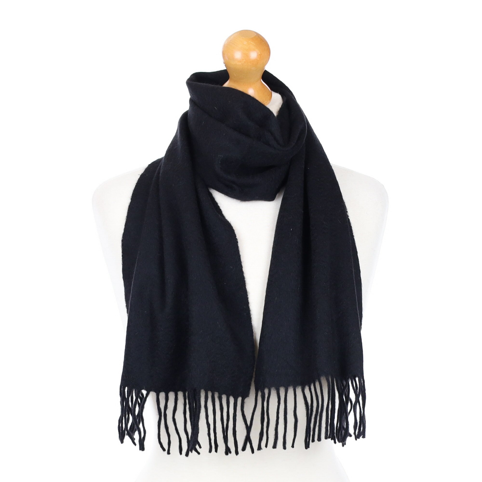 Black Fringed Cashmere Woven Scarf