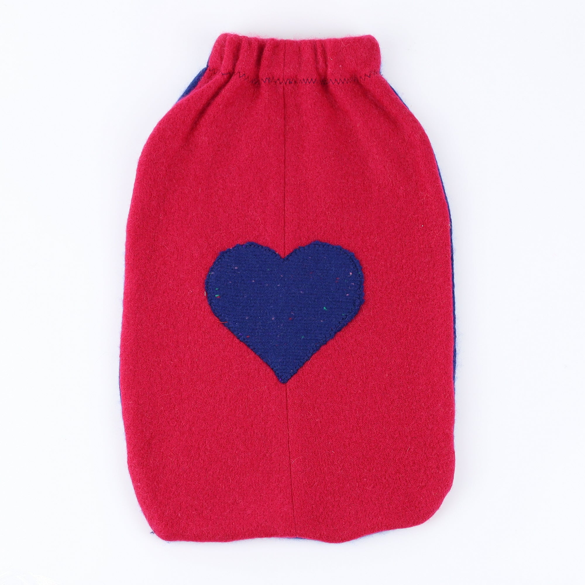 Cherry Pink and Navy Fleck Cashmere Large Hot Water Bottle