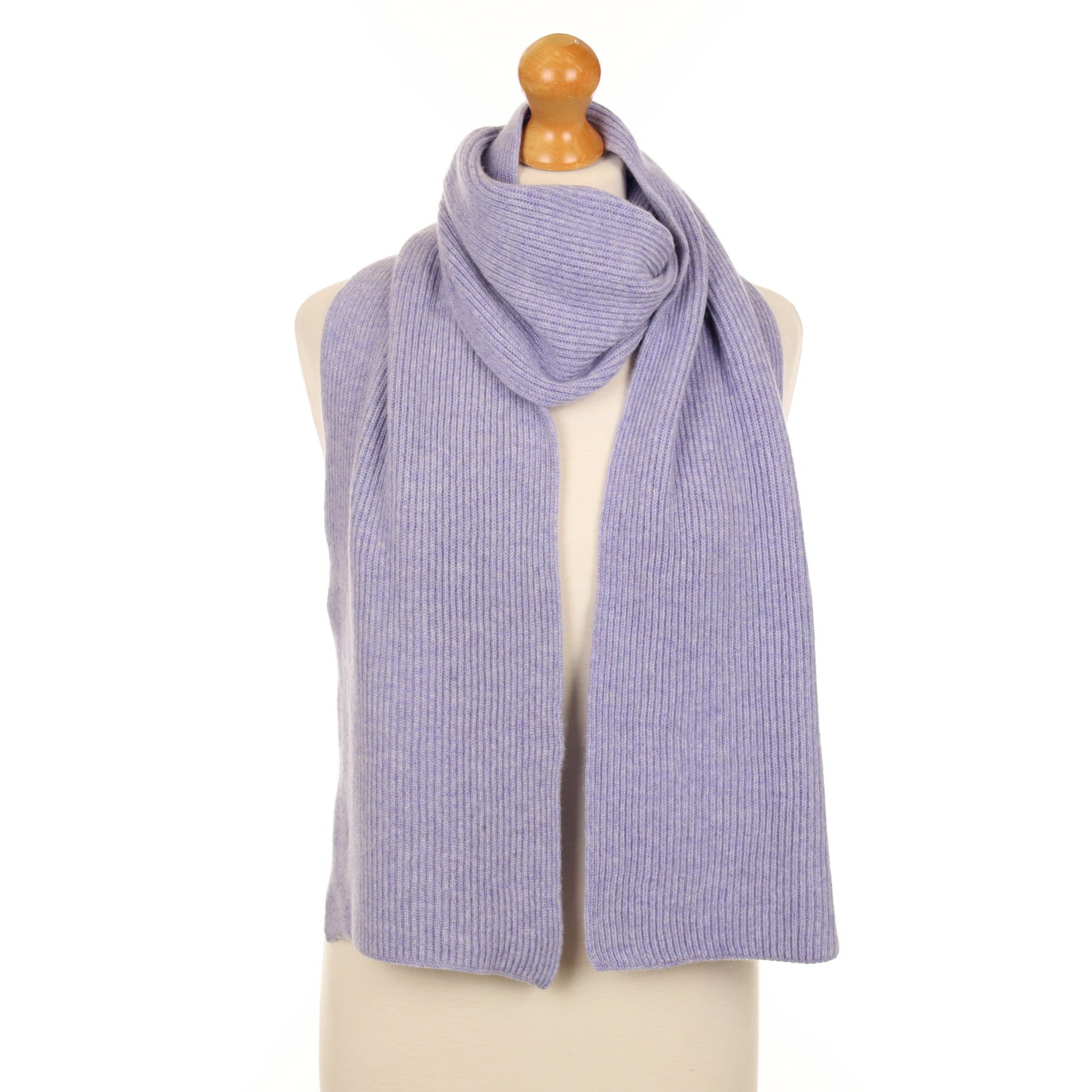 Brand New Scottish Pale Bluebell Rib Cashmere Scarf