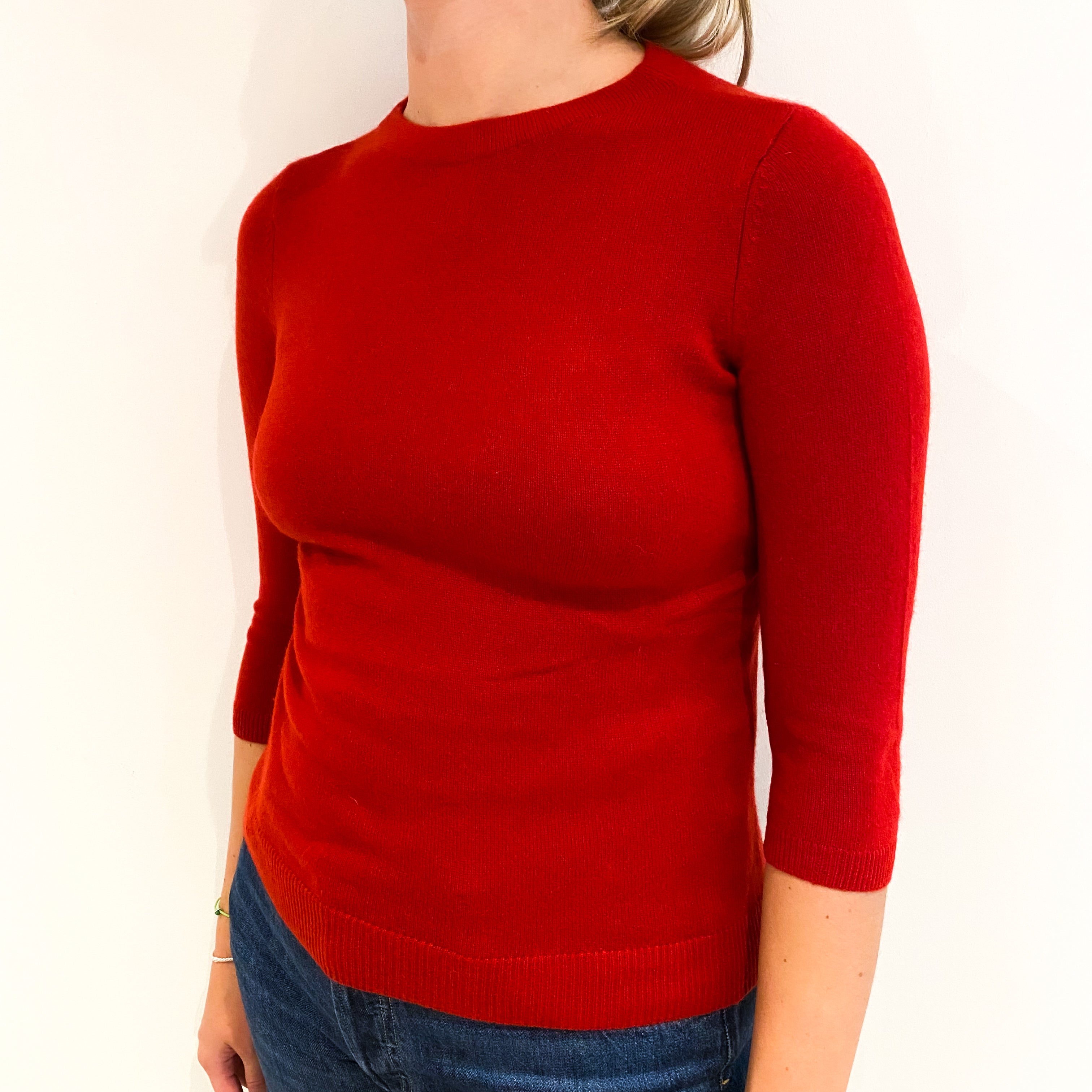 Post Box Red Cashmere Crew Neck Jumper Small