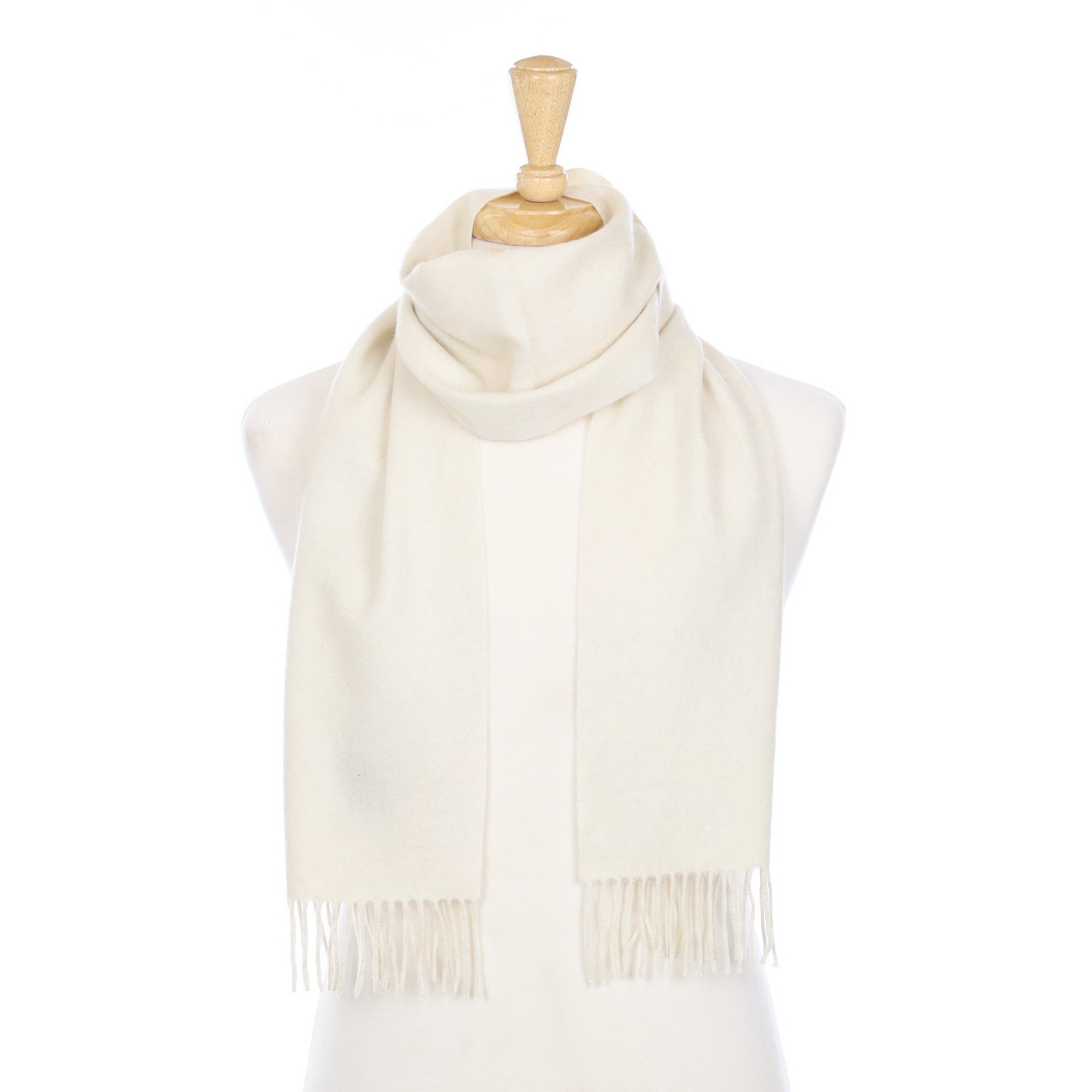 Winter White Cashmere Fringed Woven Scarf