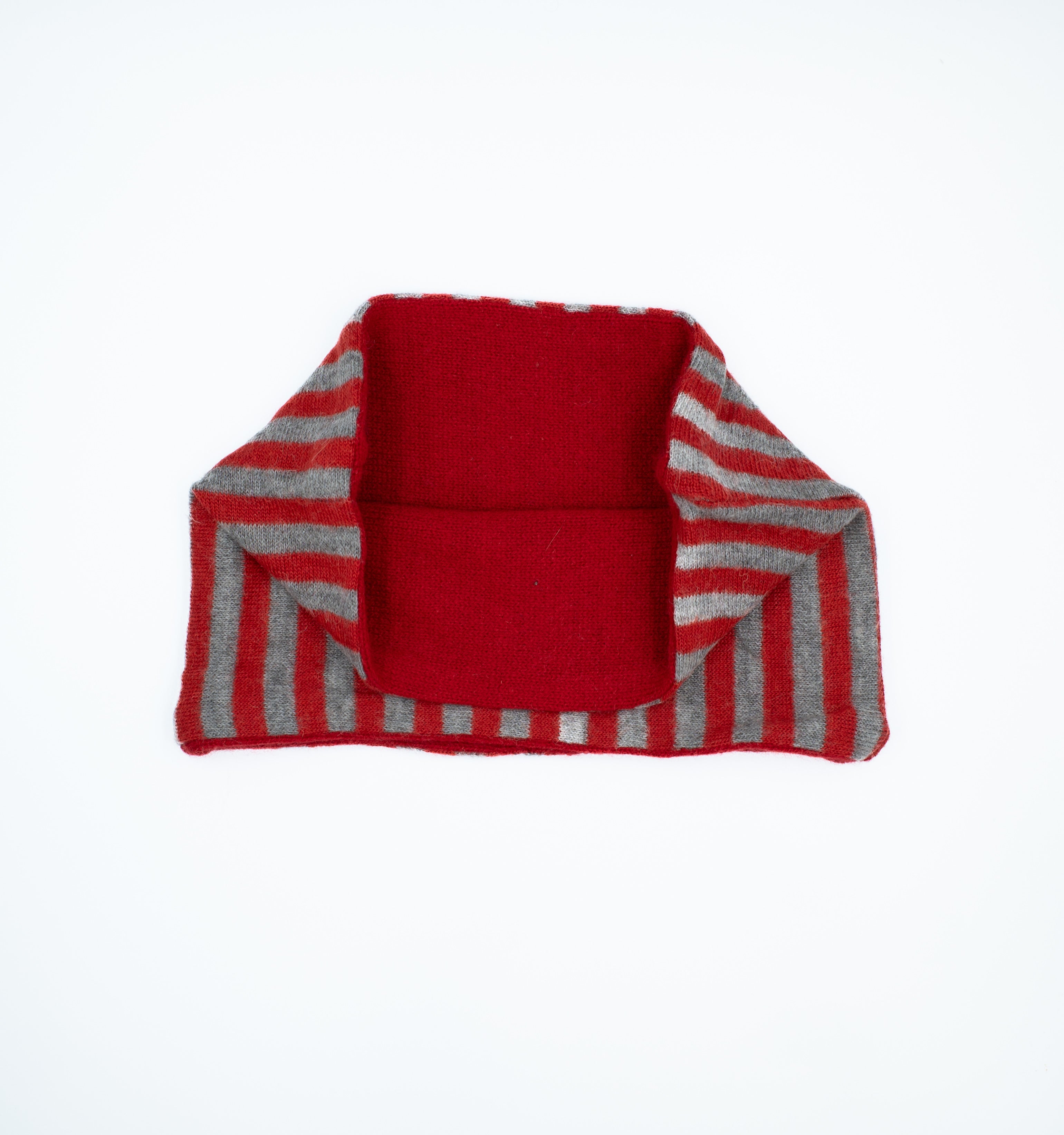 Post Box Red and Smoke Grey Striped Neck Warmer