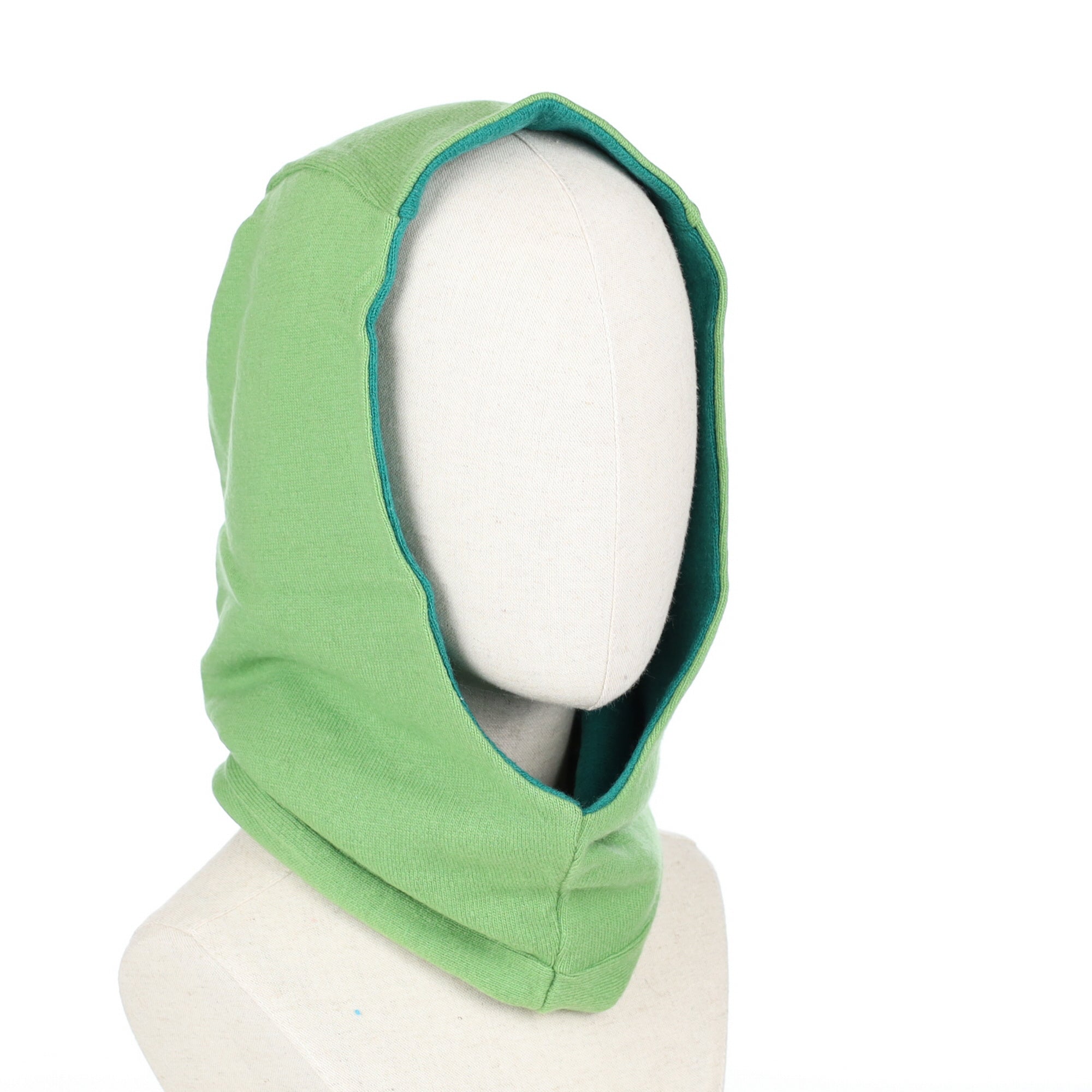 Pear and Shamrock Green Luxury Reversible Cashmere Hood Unisex