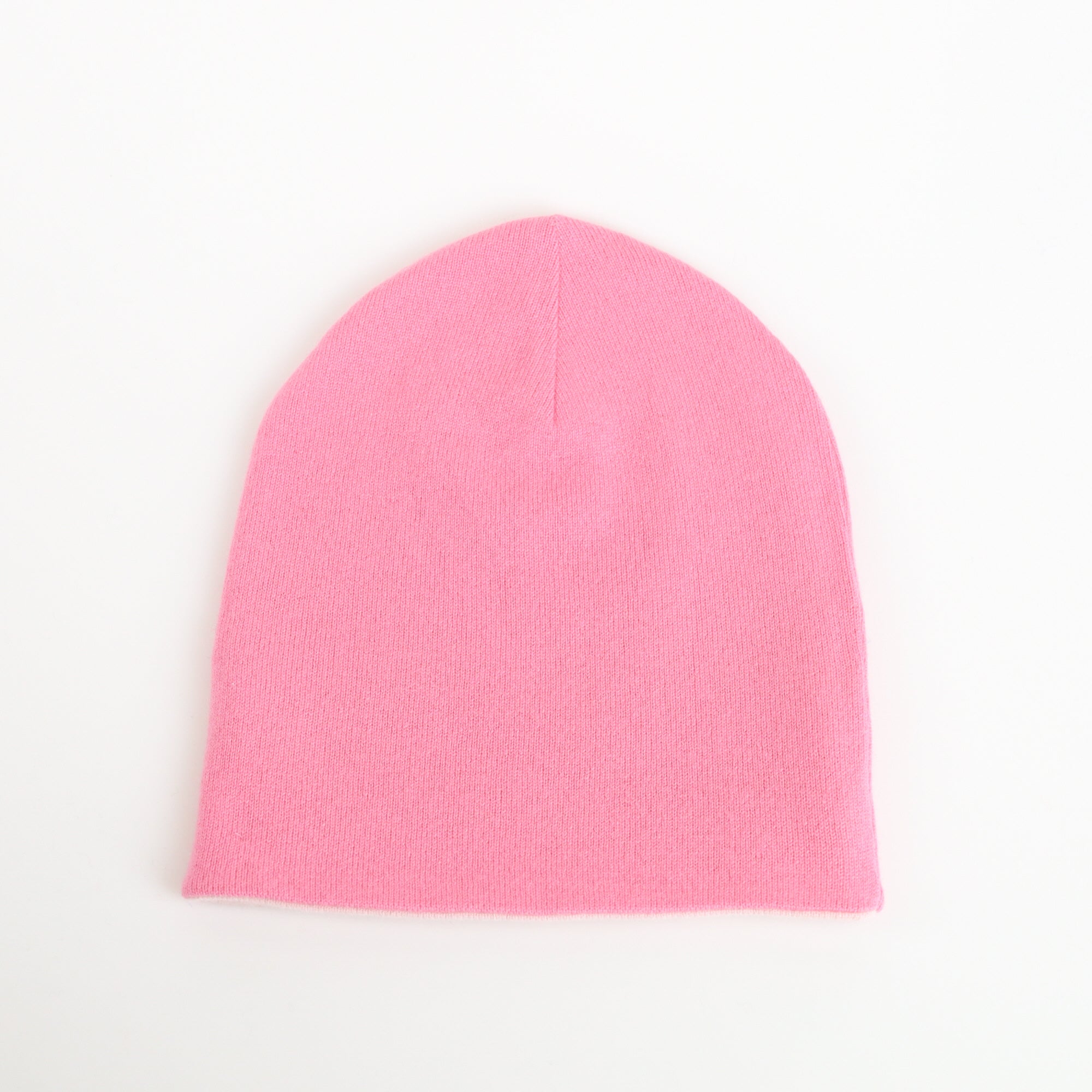 Bubblegum and Palest Pink Reversible Cashmere Beanie Hat