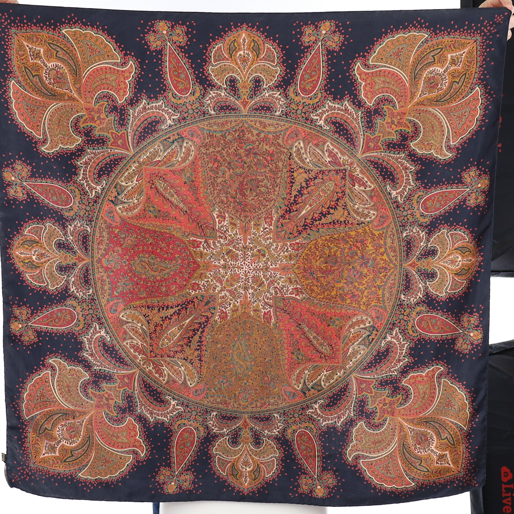 Liberty Black and Brown Paisley Silk Scarf