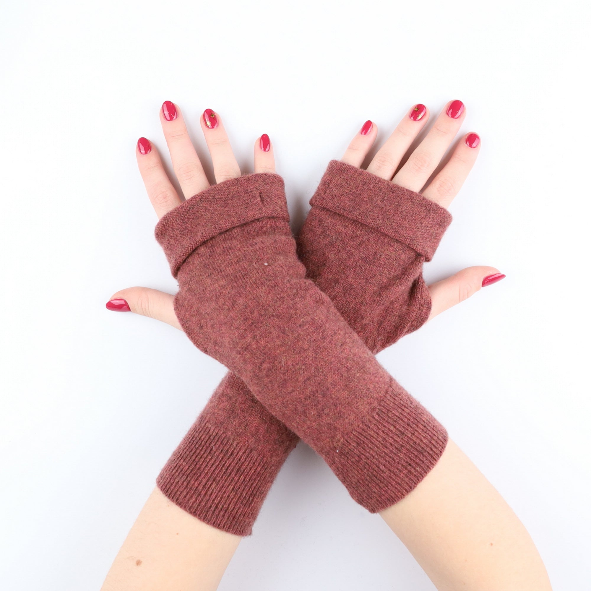 Dusky Heather Pink Fingerless Gloves