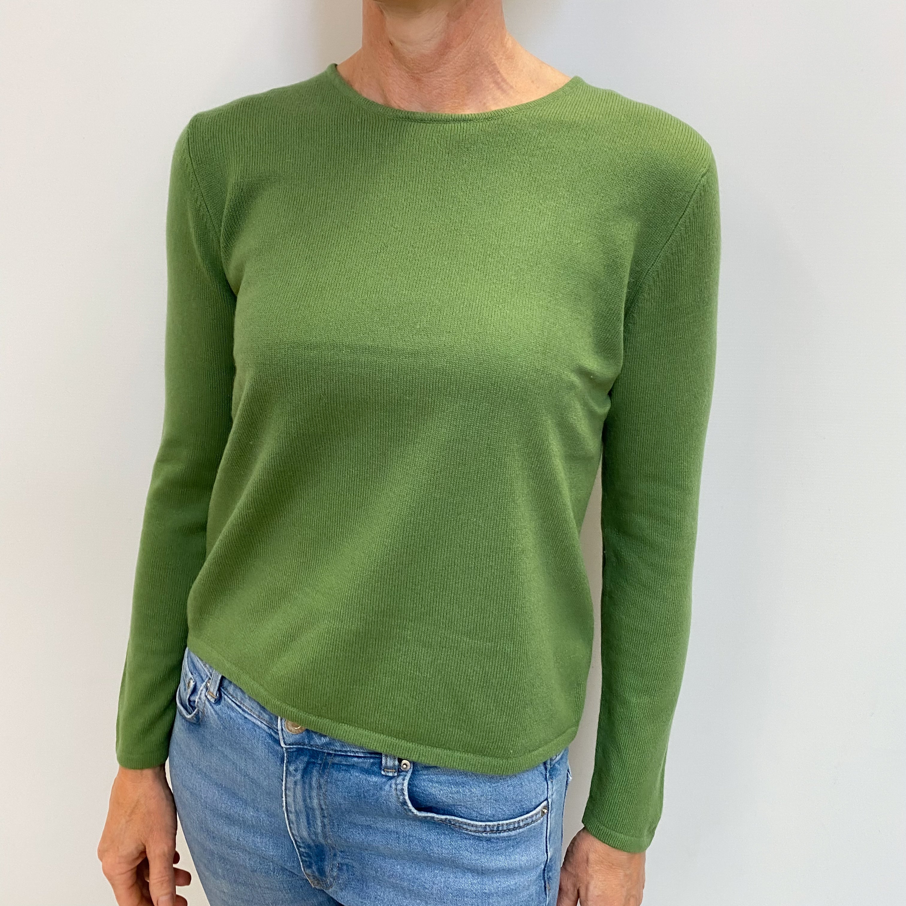 Fern Green Cashmere Crew Neck Jumper Small