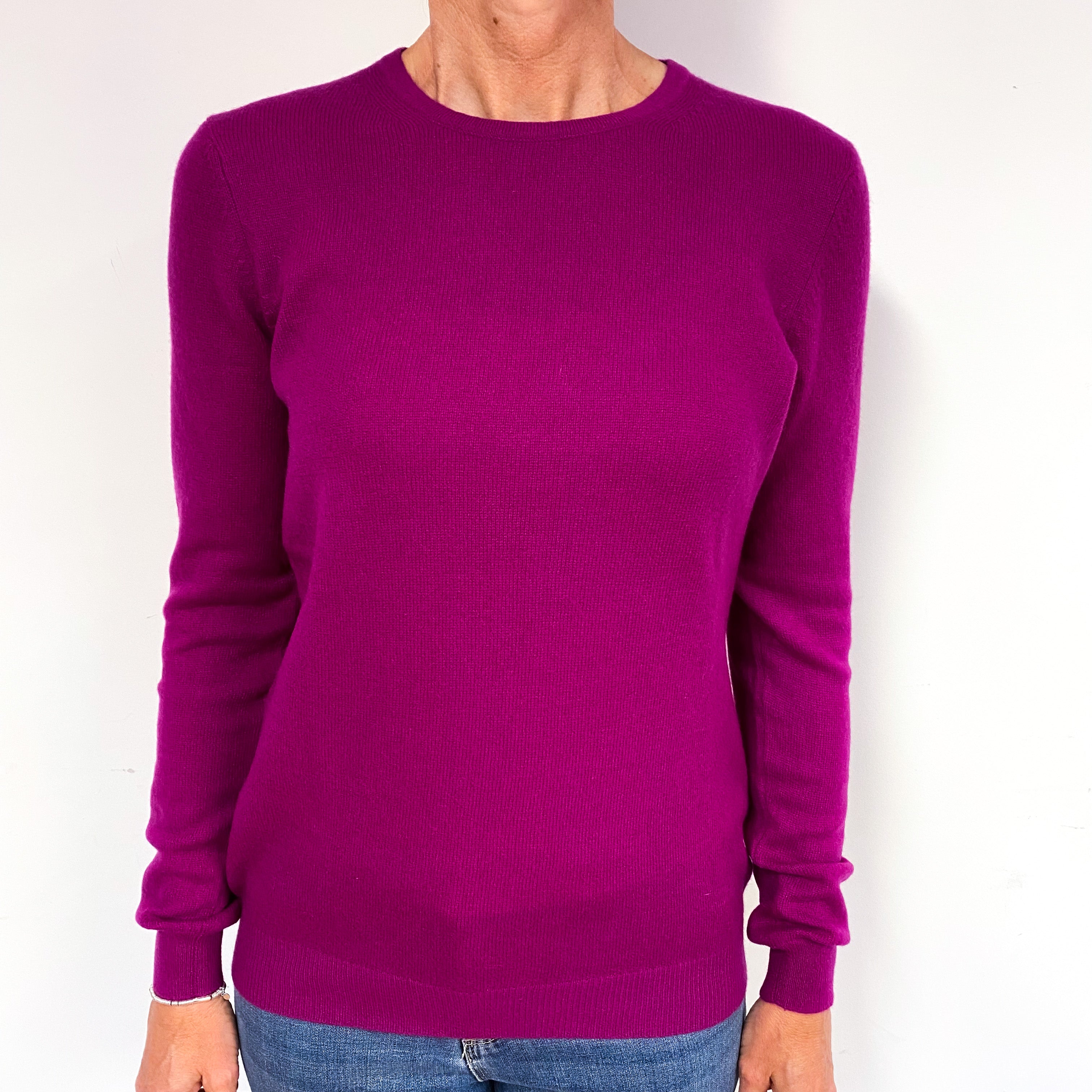 Magenta Purple Cashmere Crew Neck Jumper Medium