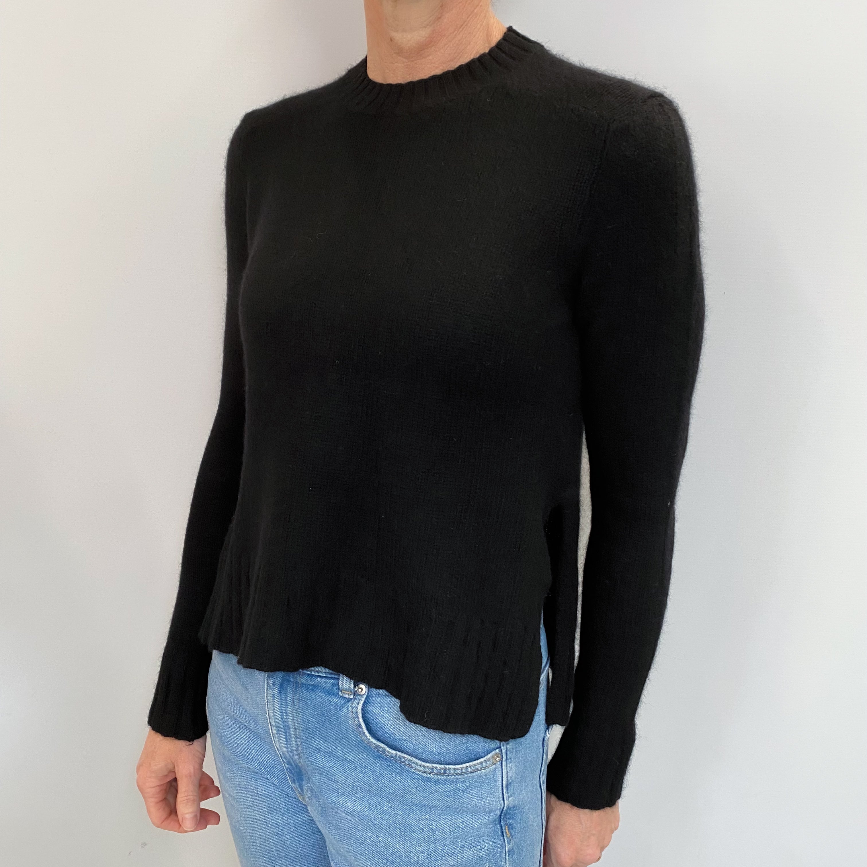 Black Cashmere Crew Neck Jumper Small