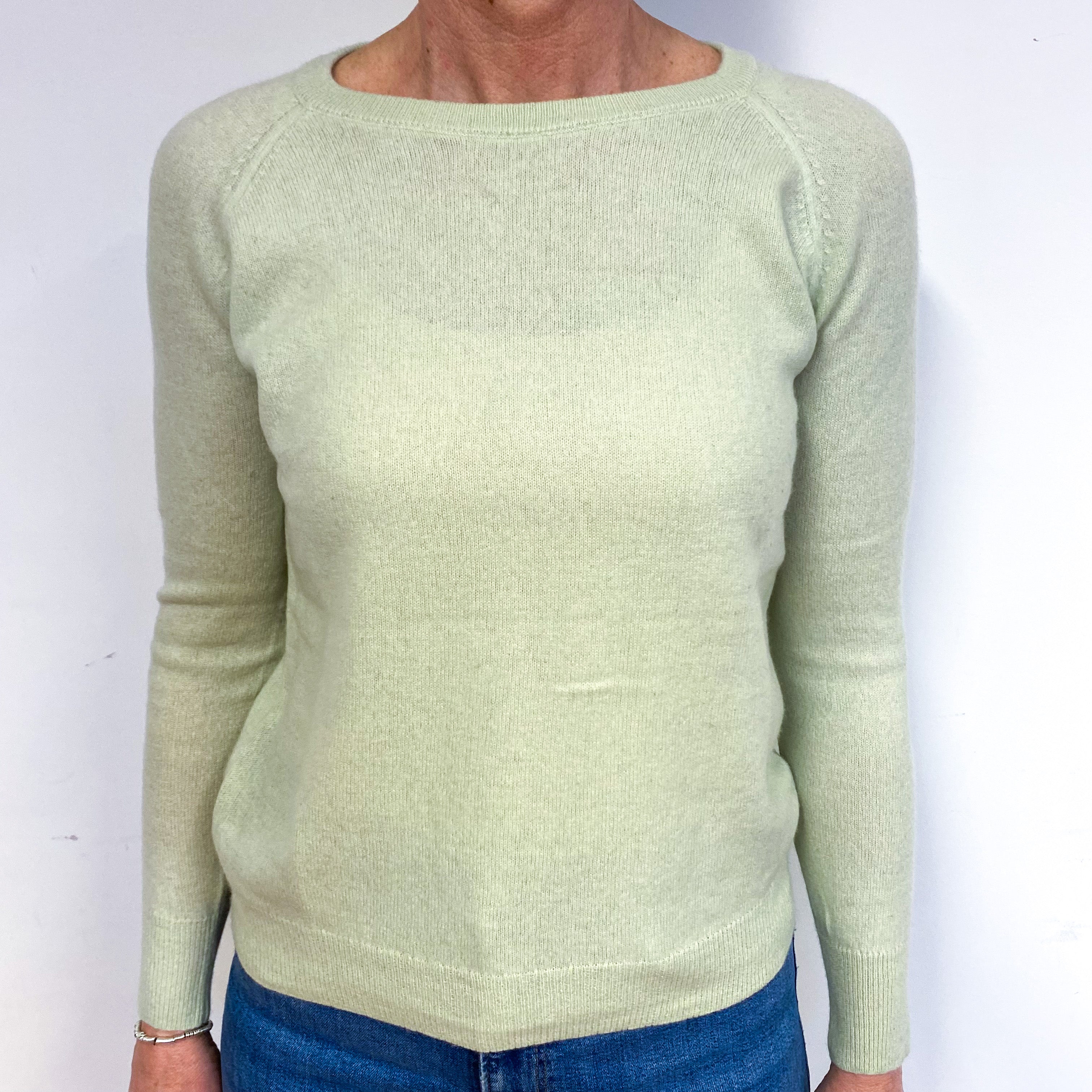 Celery Green Cashmere Crew Neck Jumper Medium