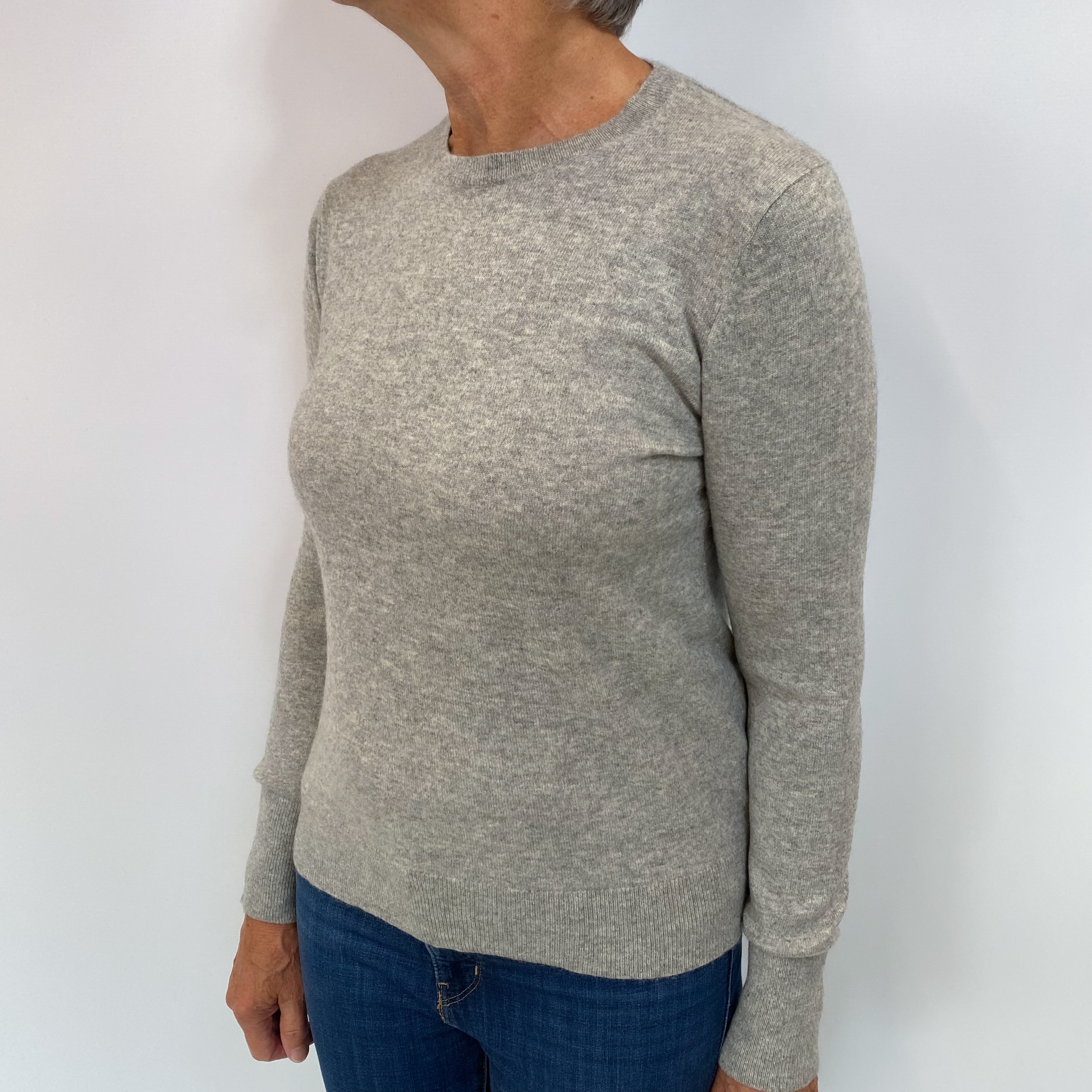 Smoke Grey Cashmere Crew Neck Jumper Medium