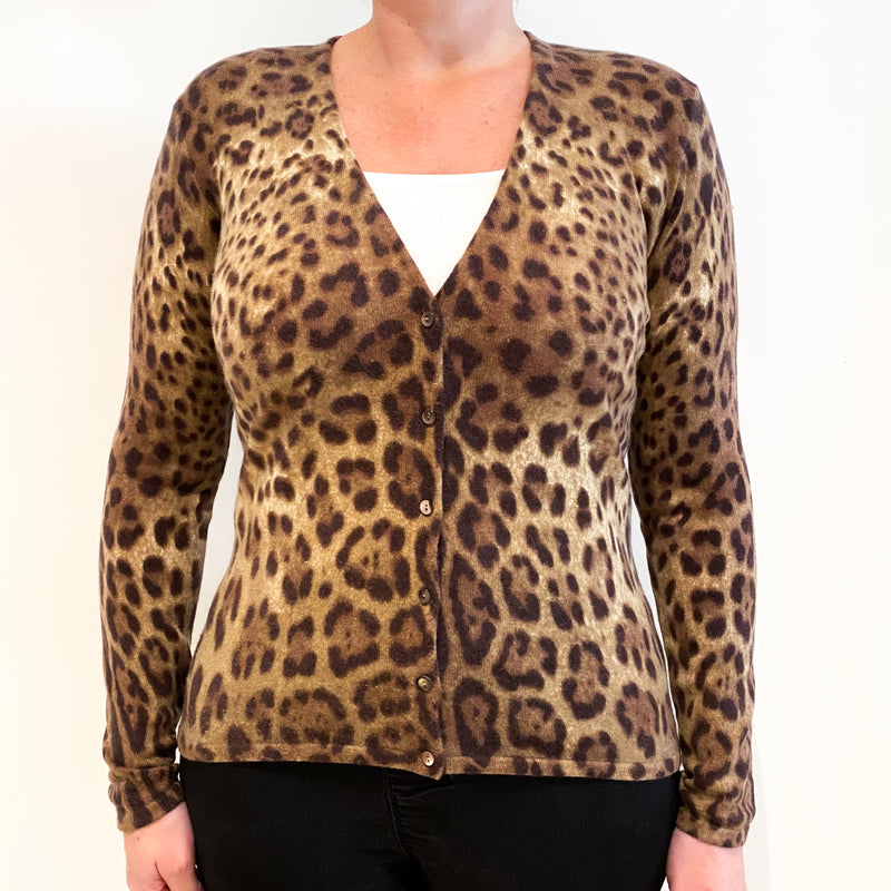 Leopard v shop neck cardigan