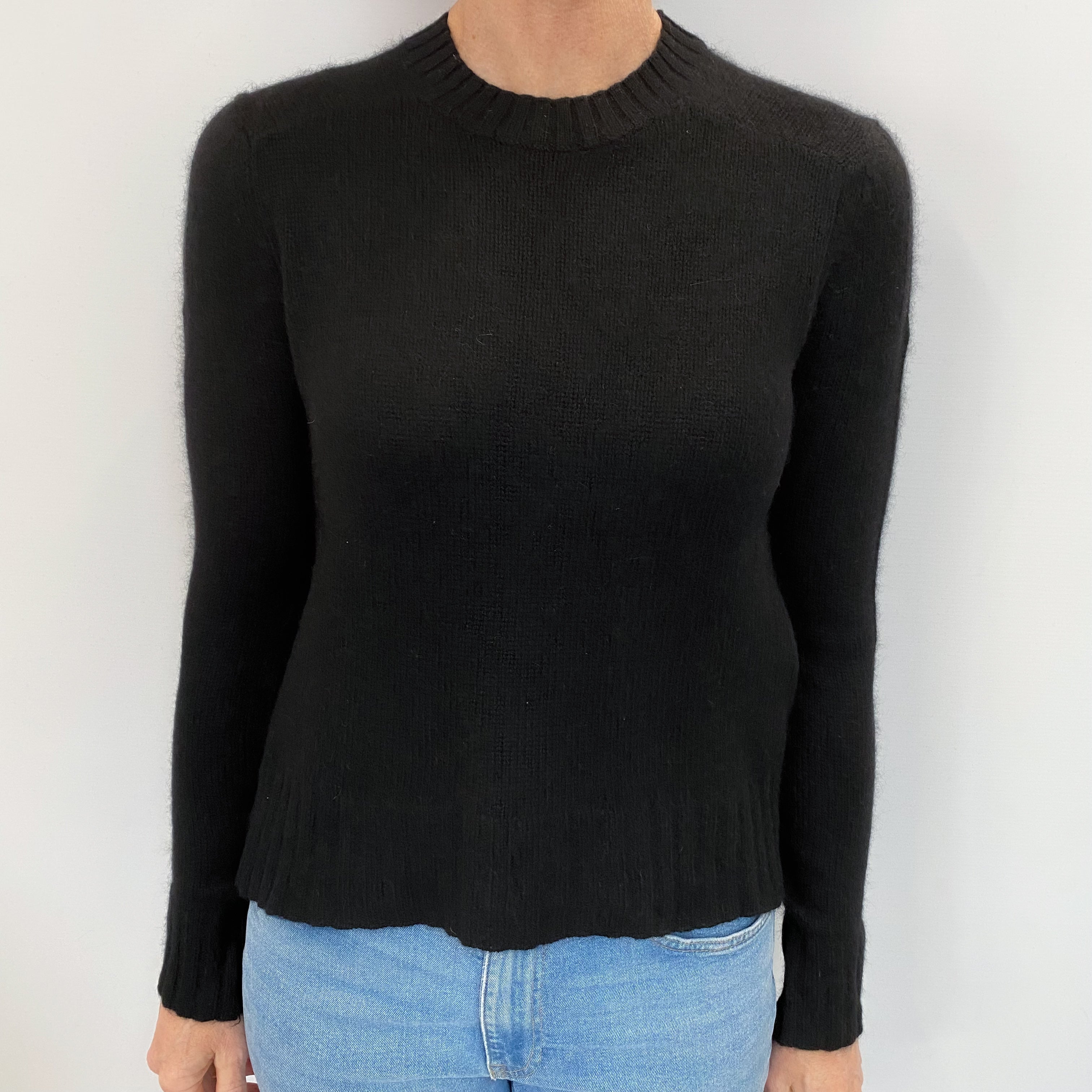 Black Cashmere Crew Neck Jumper Small