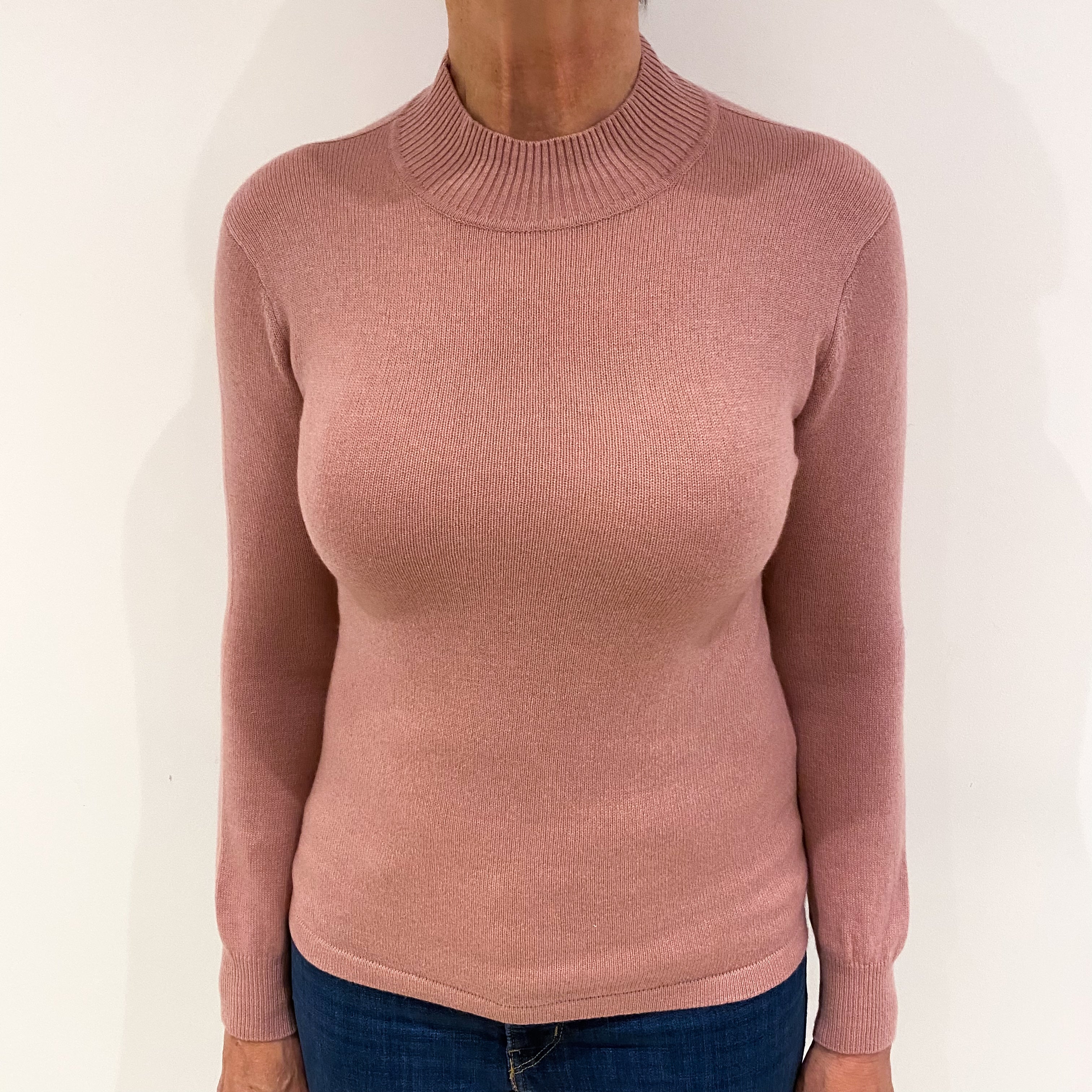 Dusty Pink Cashmere Turtle Neck Jumper Medium