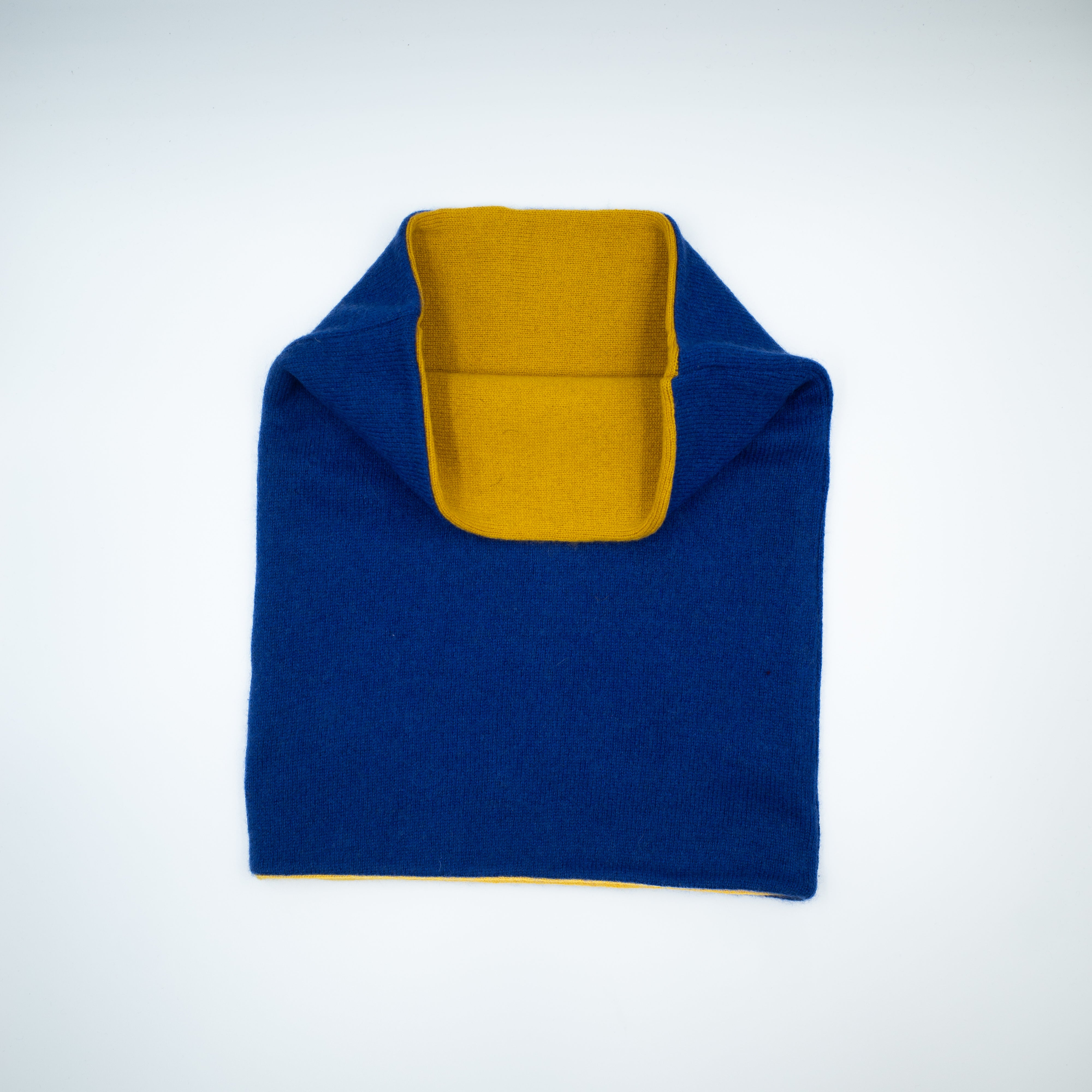 Colbalt Blue and Mustard Yellow Luxury Double Layered Snood