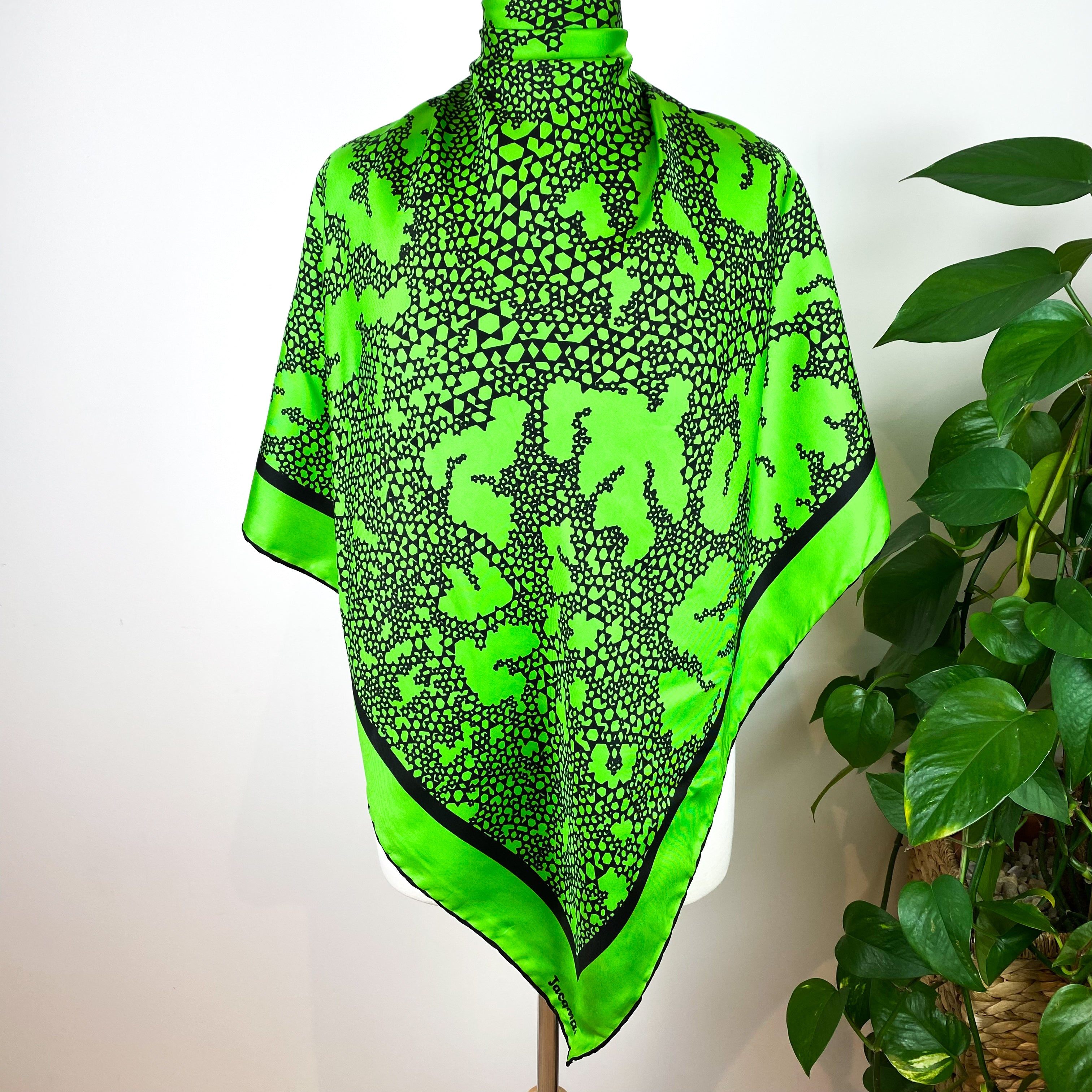 Vivid Green Jacqmar Vintage Silk Scarf