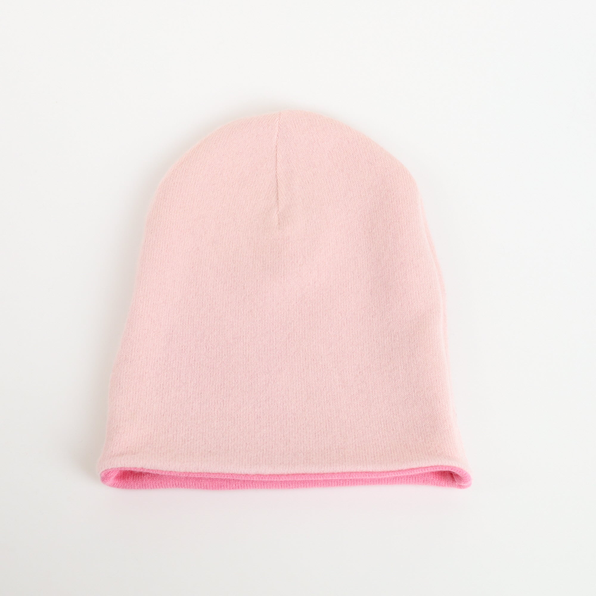 Bubblegum and Palest Pink Reversible Cashmere Beanie Hat