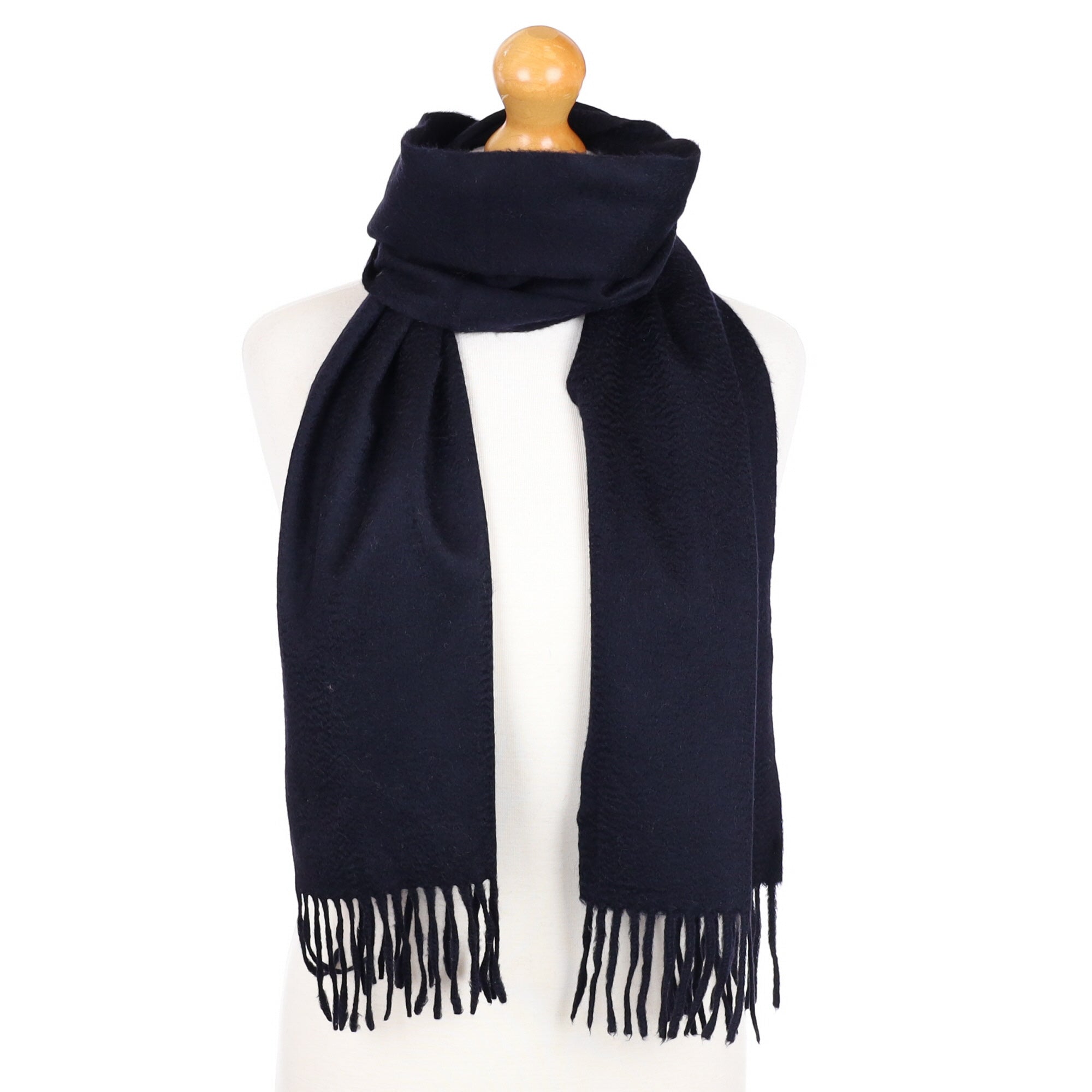 Black Cashmere Fringed Woven Scarf