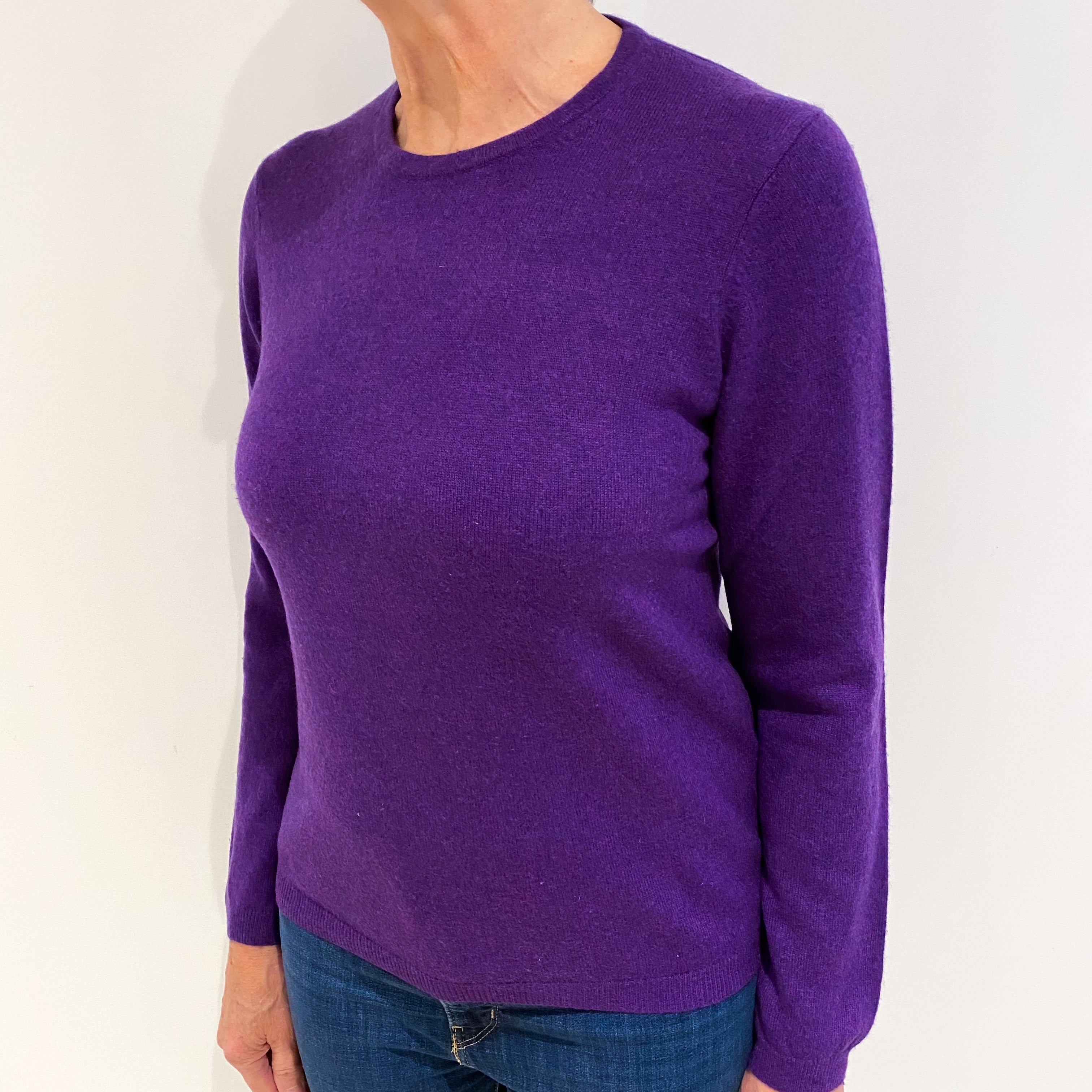 Viola Purple Cashmere Crew Neck Jumper Medium