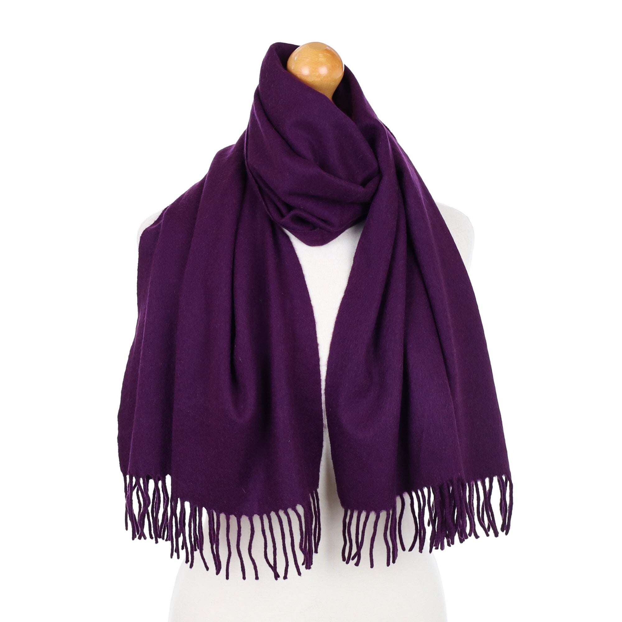 Iris Purple Fringed Cashmere Woven Scarf