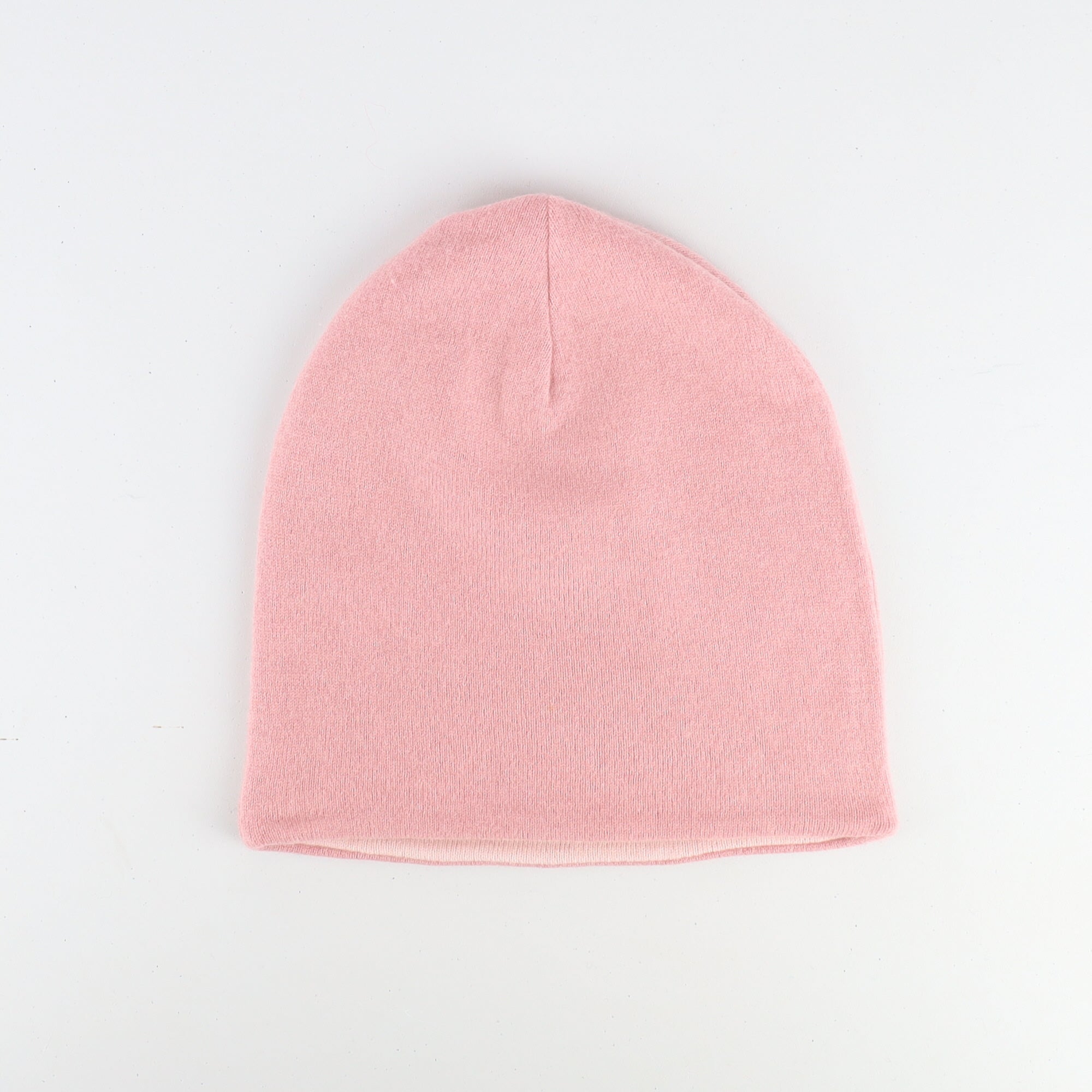 Dusky Pink and Pale Pink Reversible Cashmere Beanie Hat