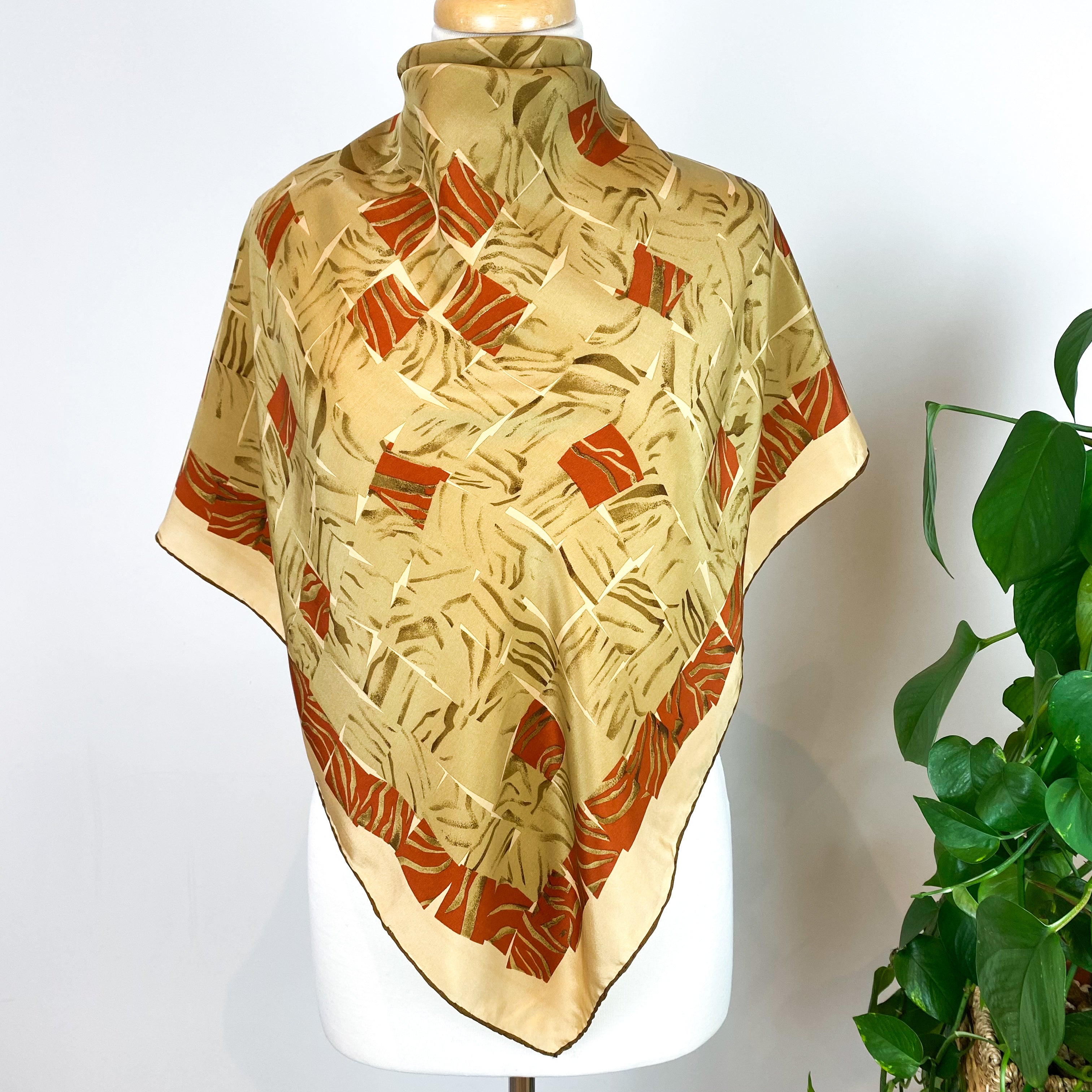 Vintage Abstract Neutrals Silk Scarf