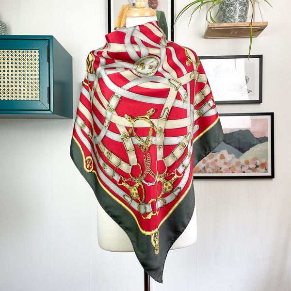 Vintage Hermes Vintage Silk Scarves Red Scarf Wraps -  Denmark
