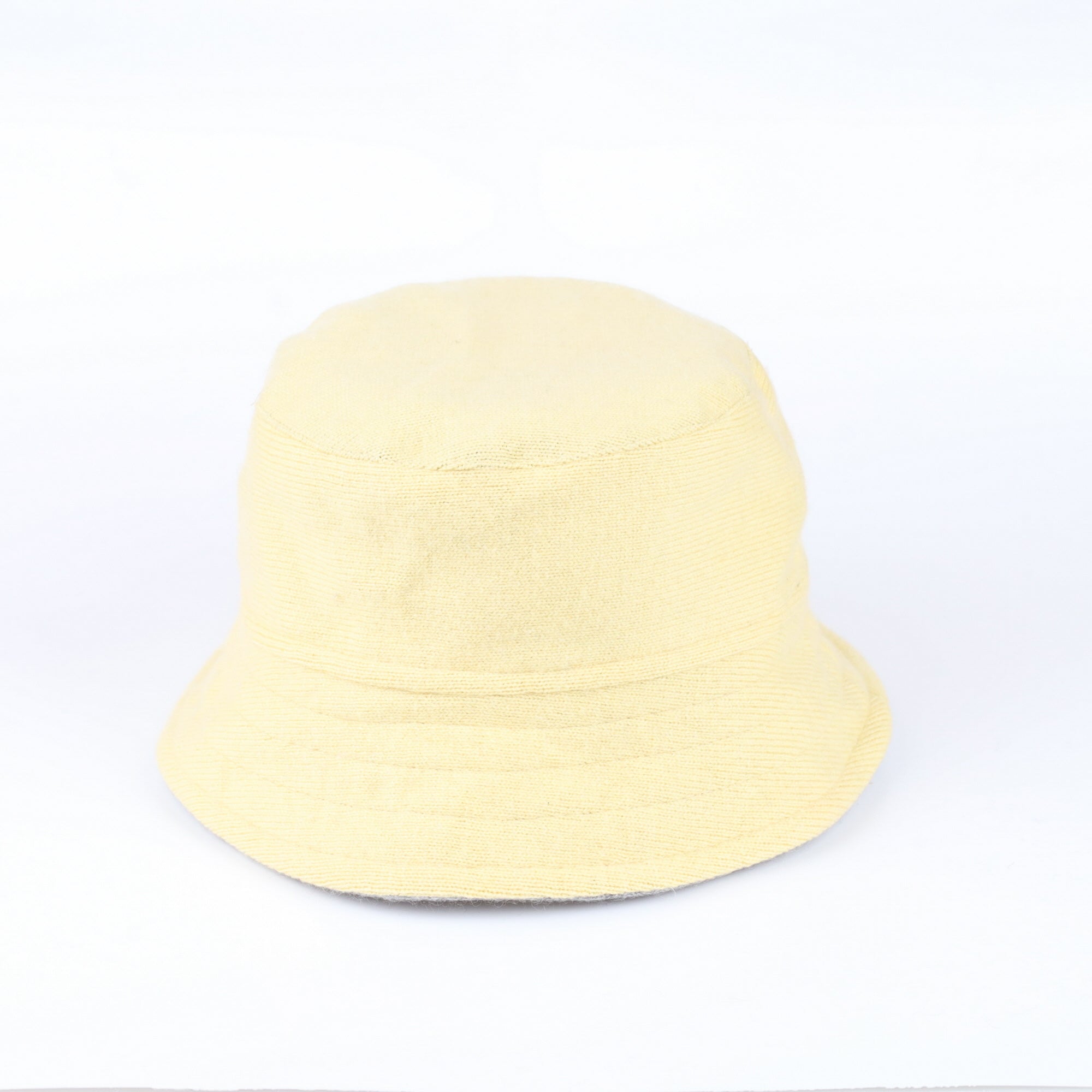 Lemon Yellow Reversible Cashmere Bucket Hat Small