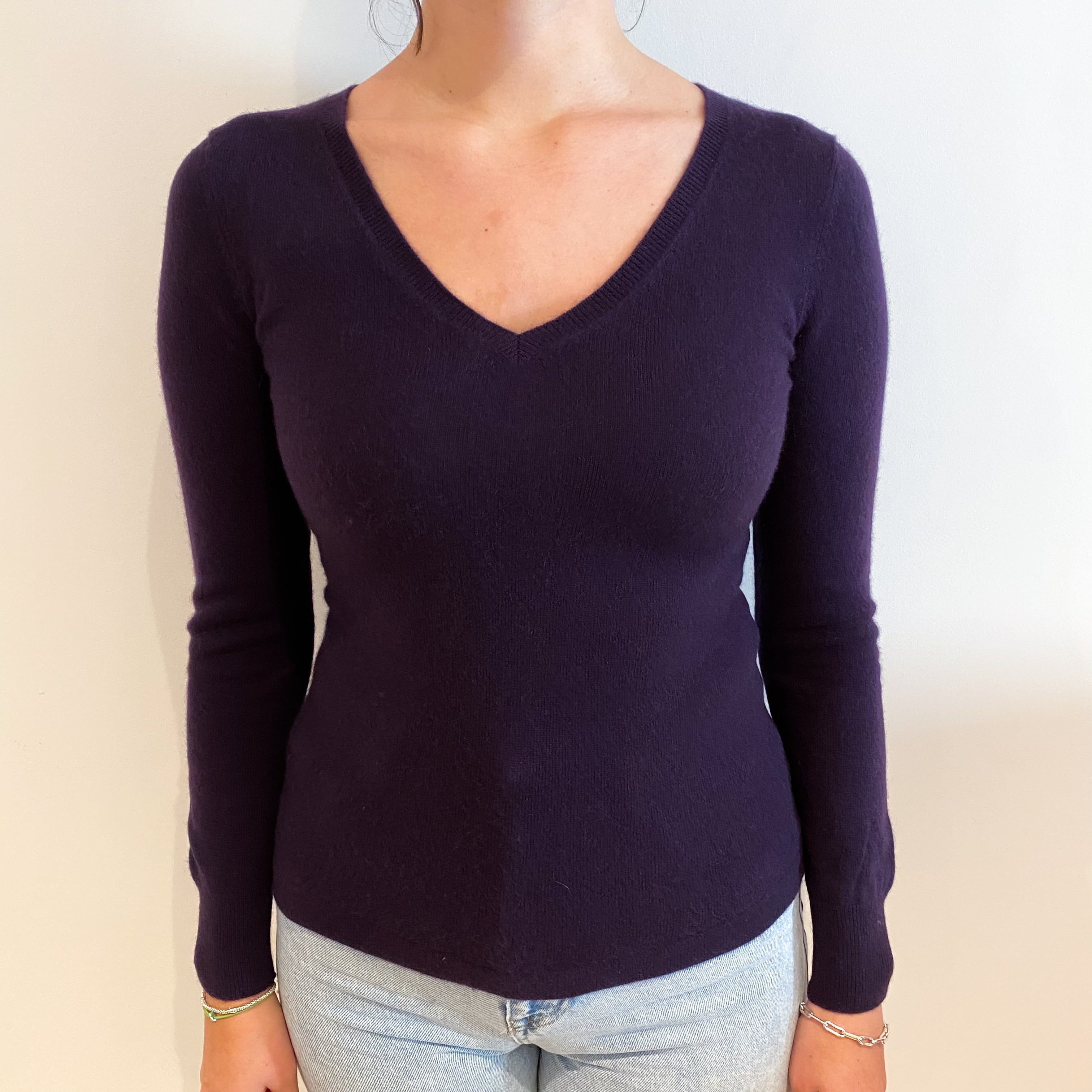 Grape Purple V Neck Jumper Small