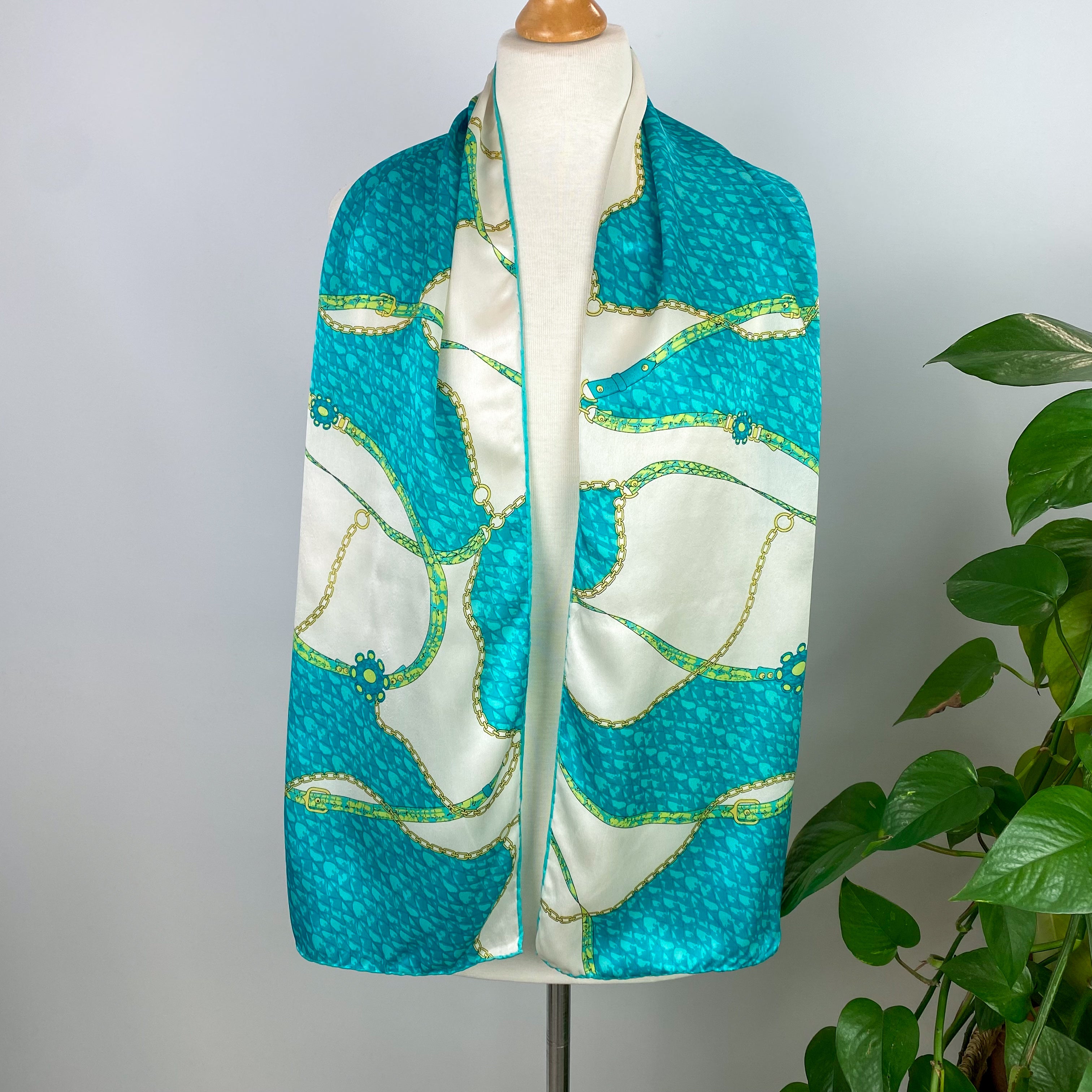 Passigatti Italian Turquoise Design Silk Scarf