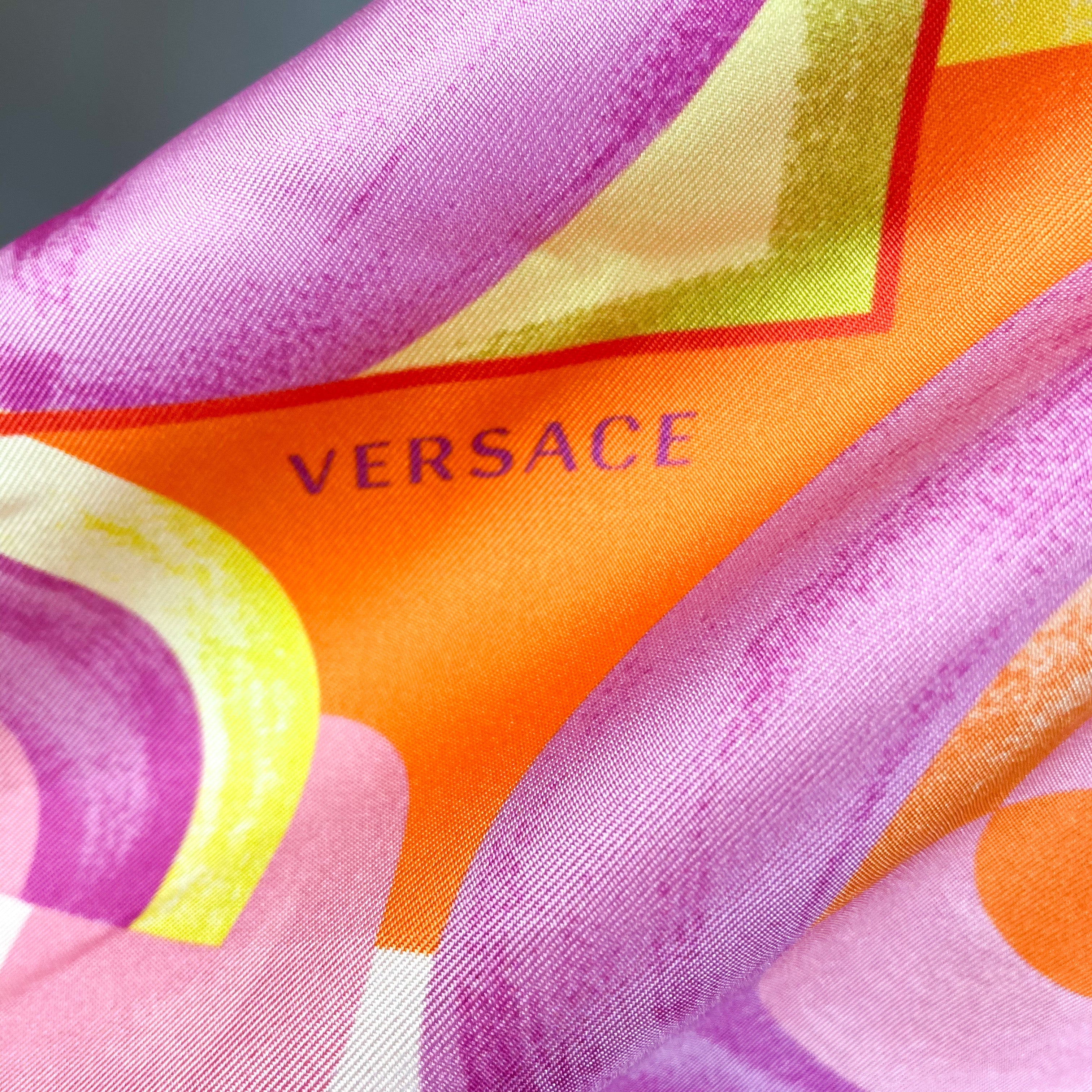 Versace Psychedelic Bright Designer Silk Scarf