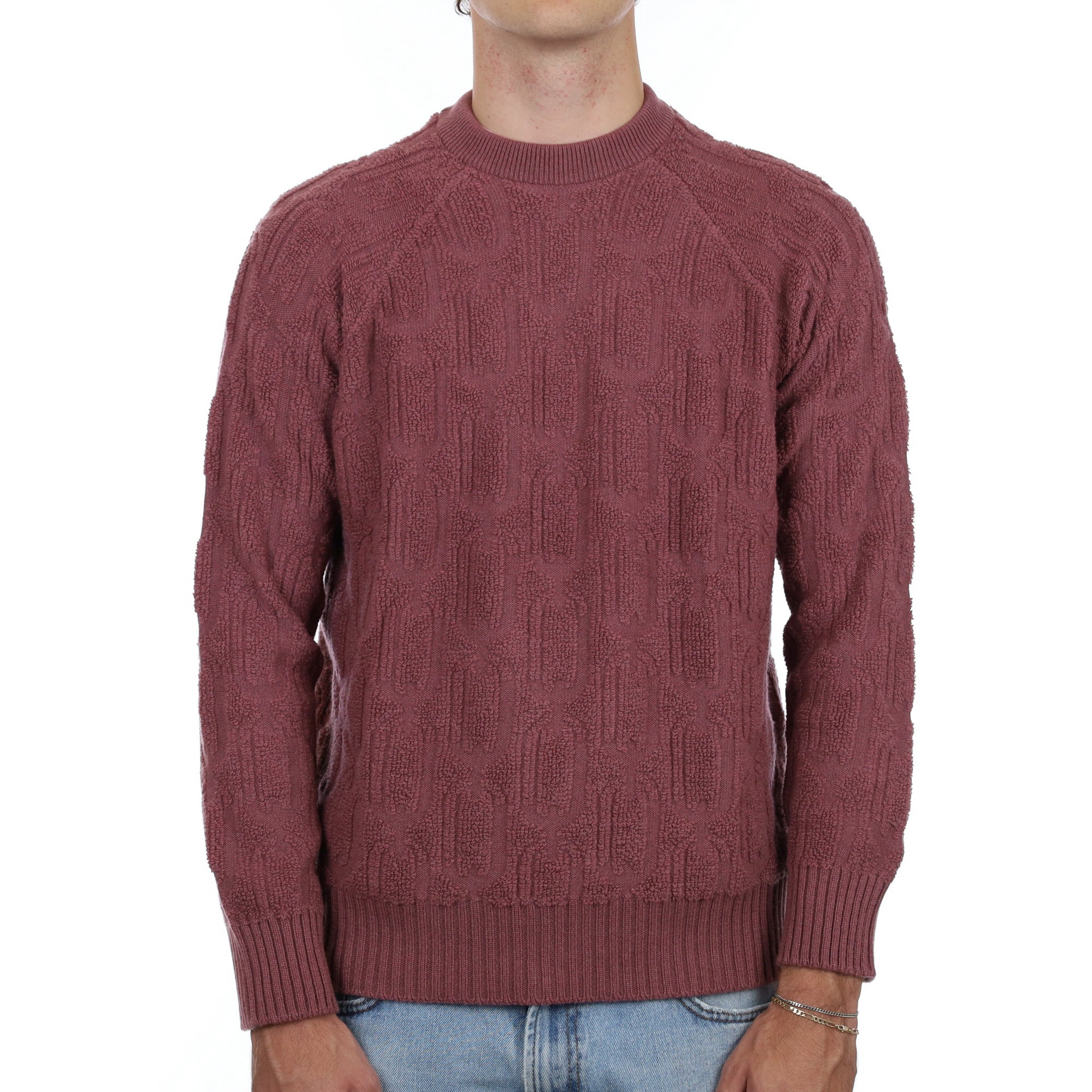 Men’s Brand New Scottish Heather Purple Textured Cashmere Crew Neck Jumper Medium