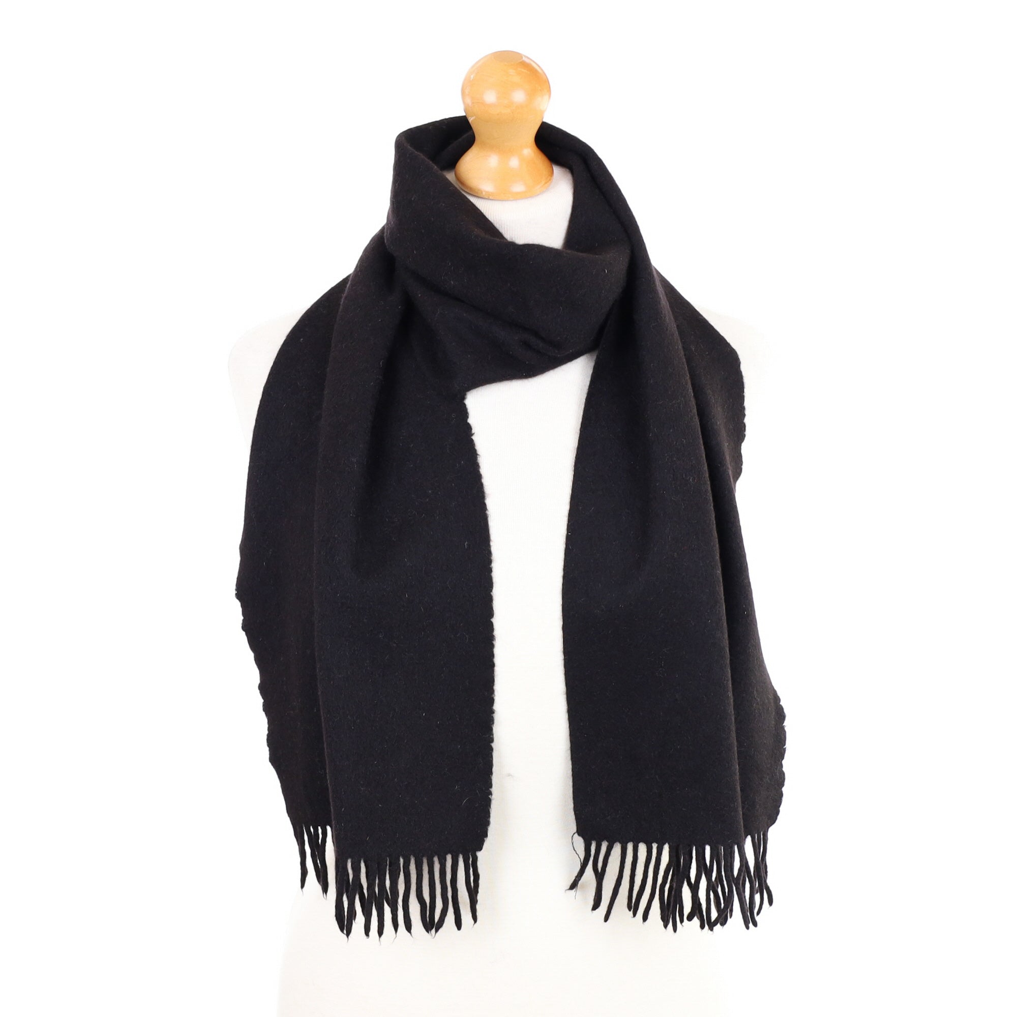 Black Fringed Cashmere Woven Scarf