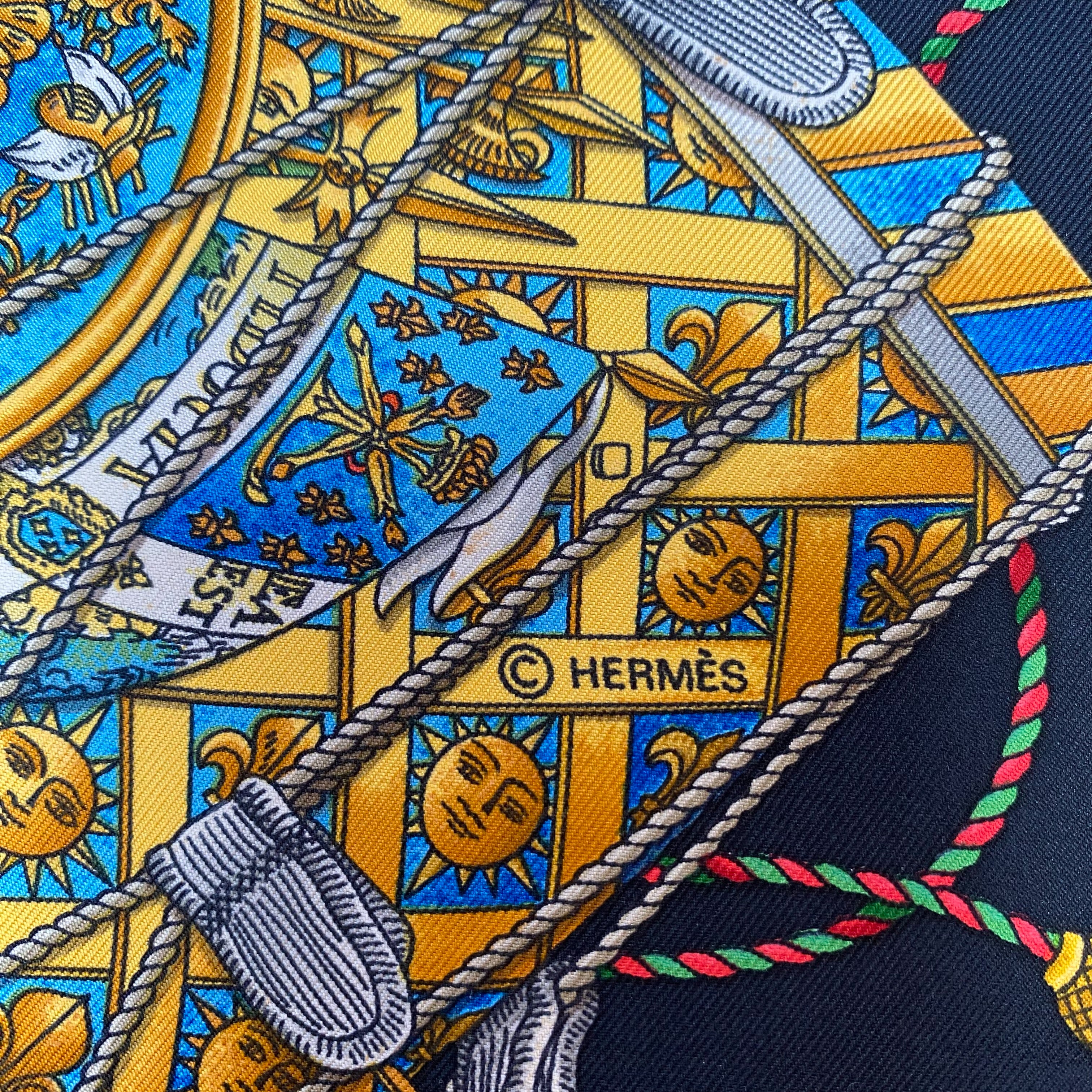 Boxed Hermes Les Tambours Vintage Silk Scarf