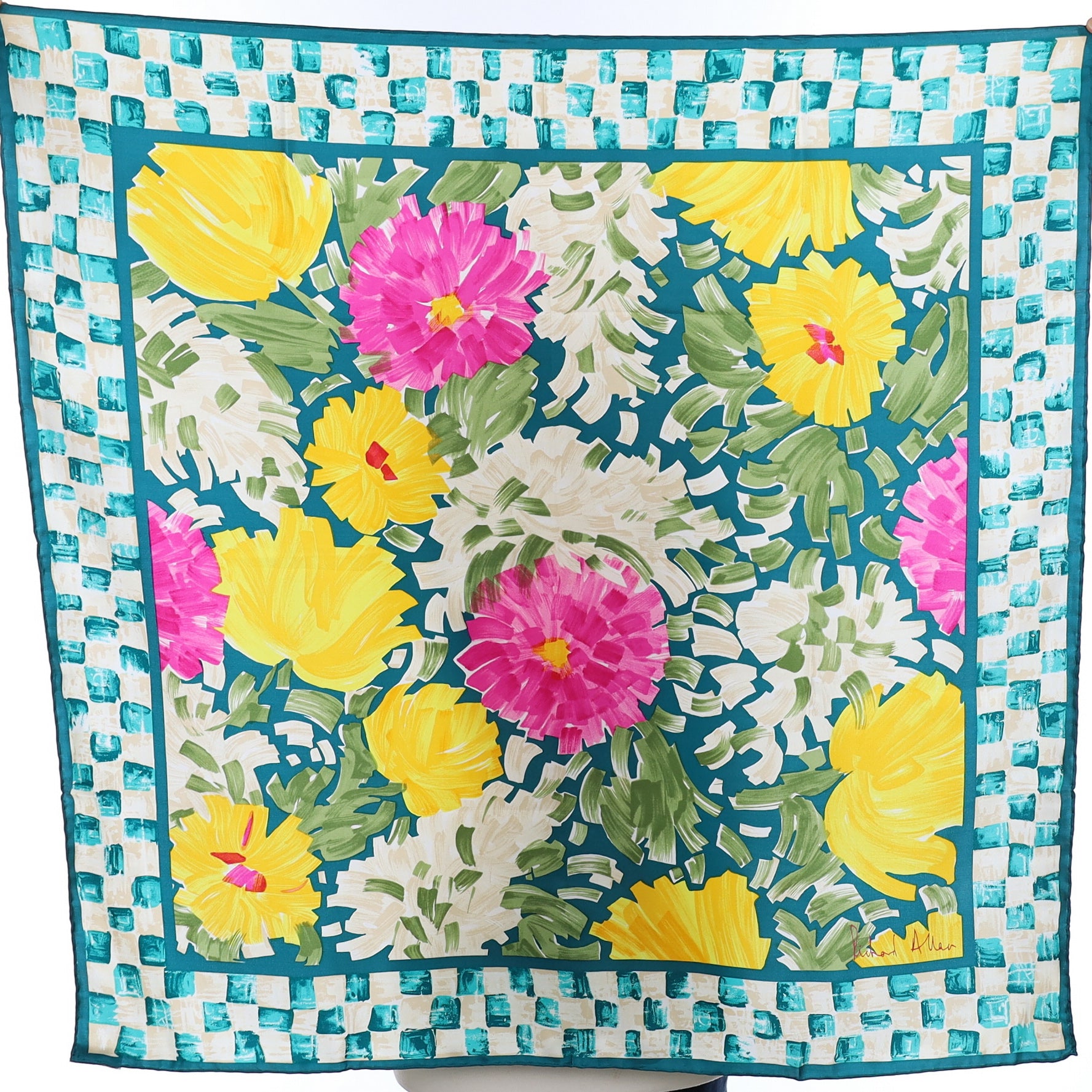 Brand New Richard Allan Bright Floral Silk Scarf