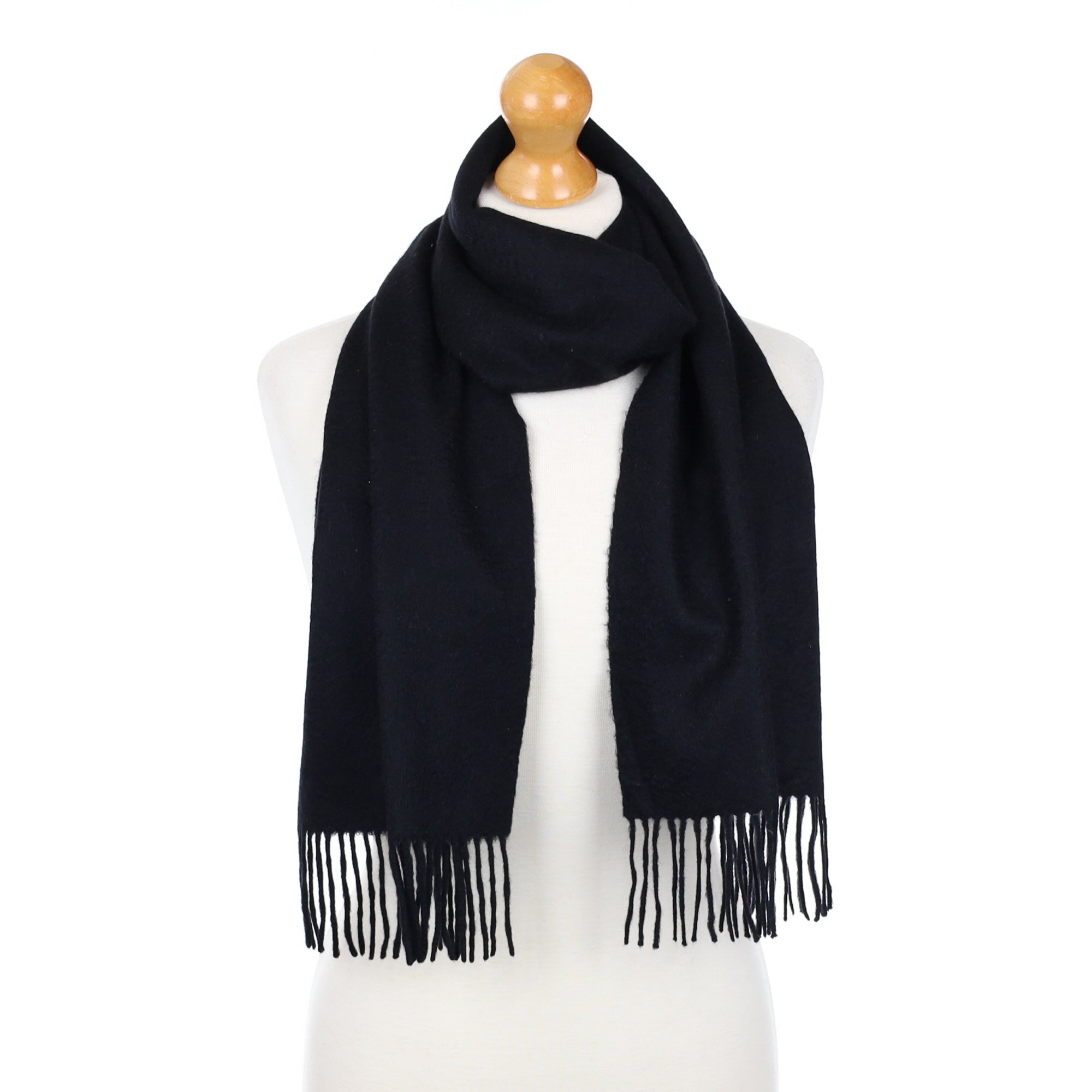 Black Fringed Cashmere Woven Scarf