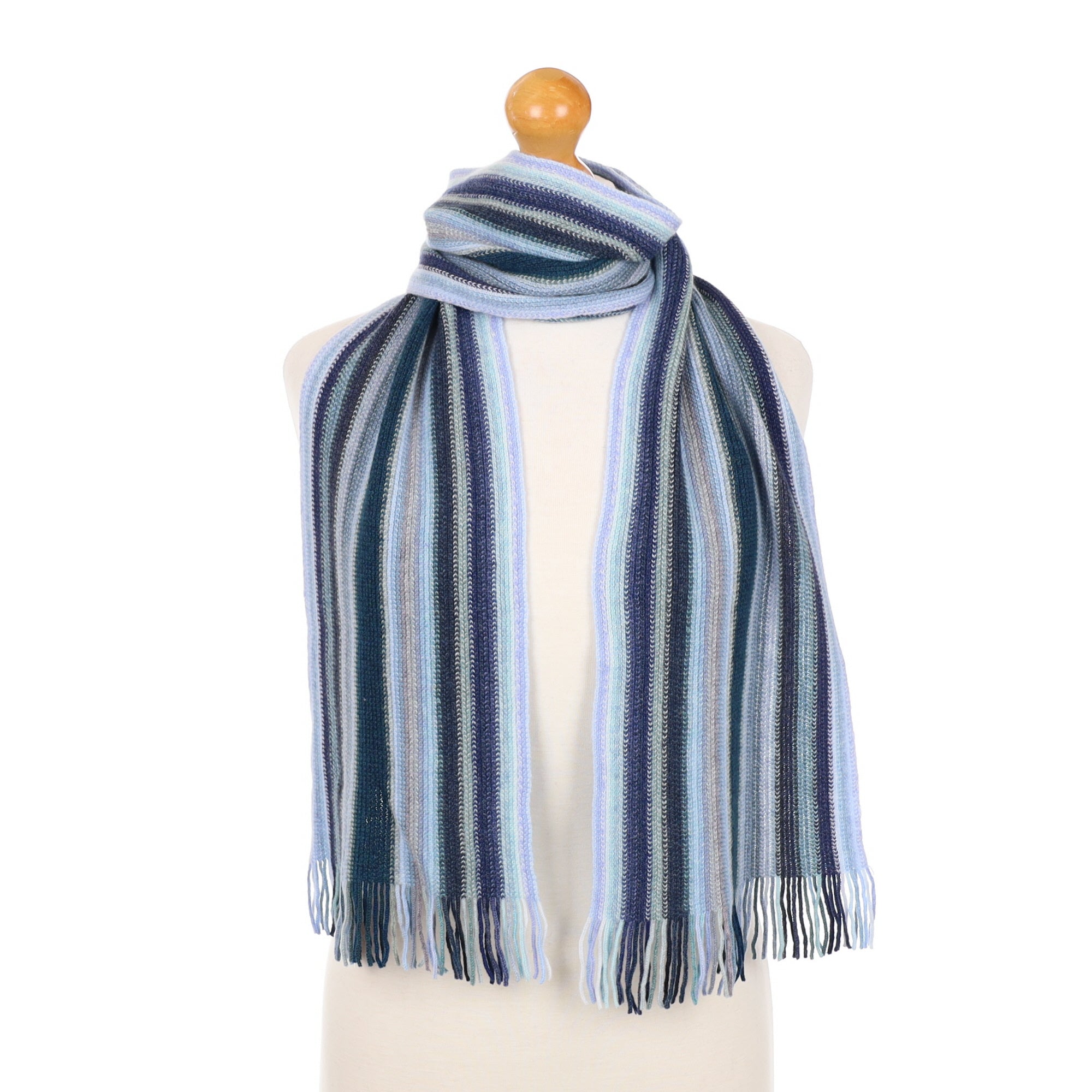 Brand New Dark Blue Striped Scottish Scarf