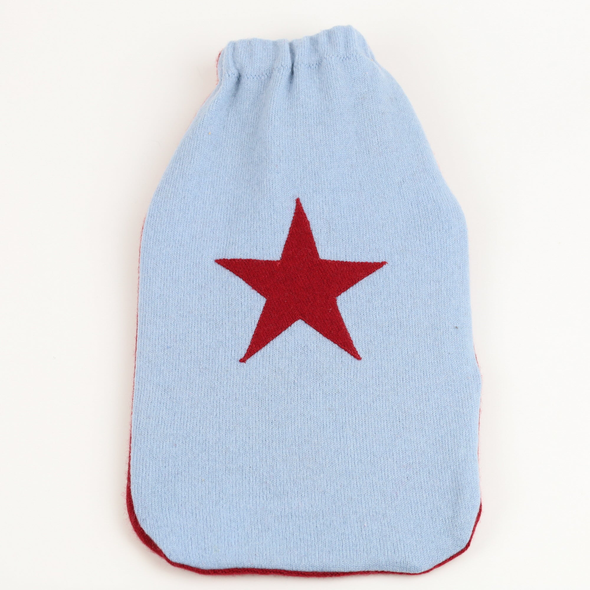 Sky Blue and Burgundy Star Large Cashmere Hot Water Bottle