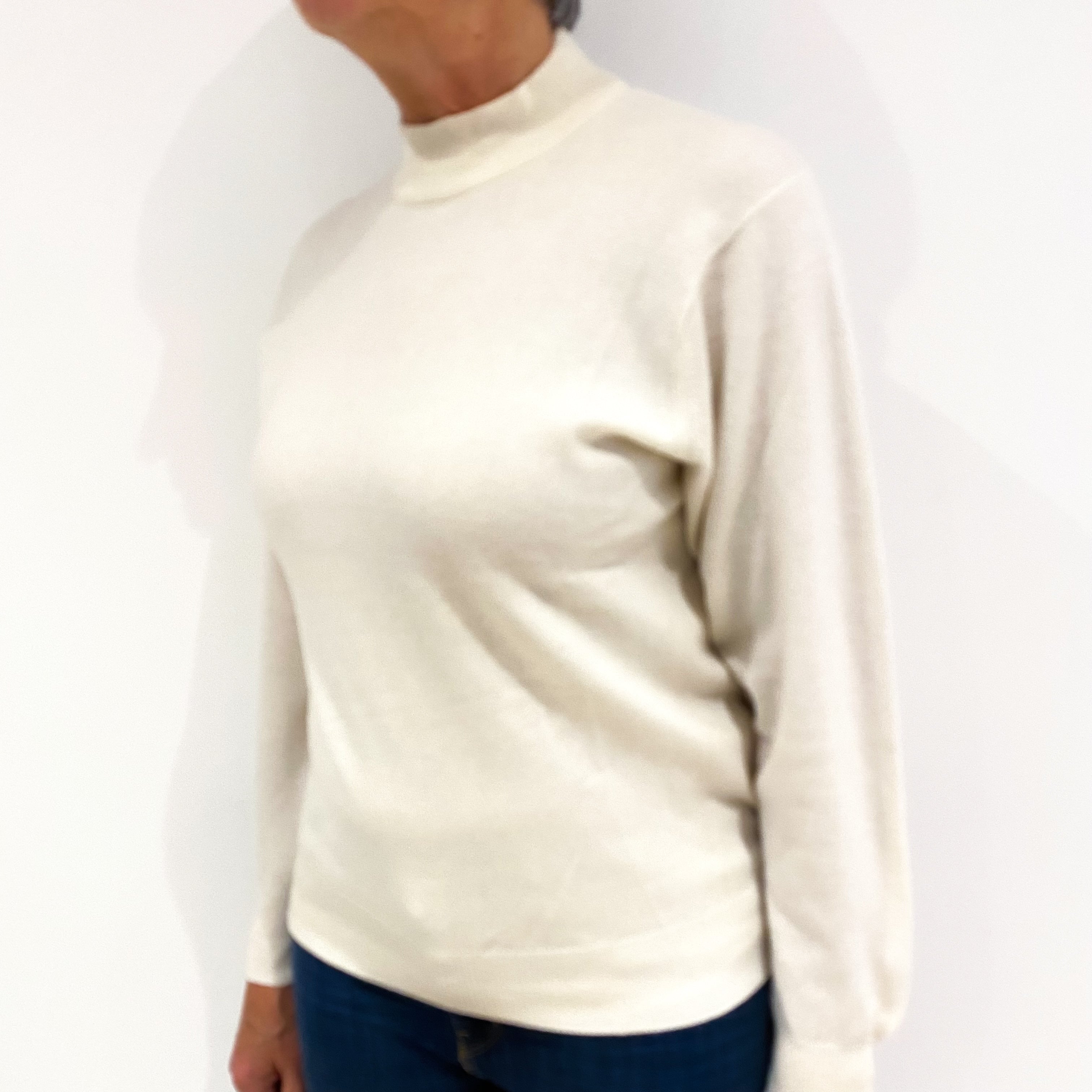 Winter White Cashmere Turtle Neck Jumper