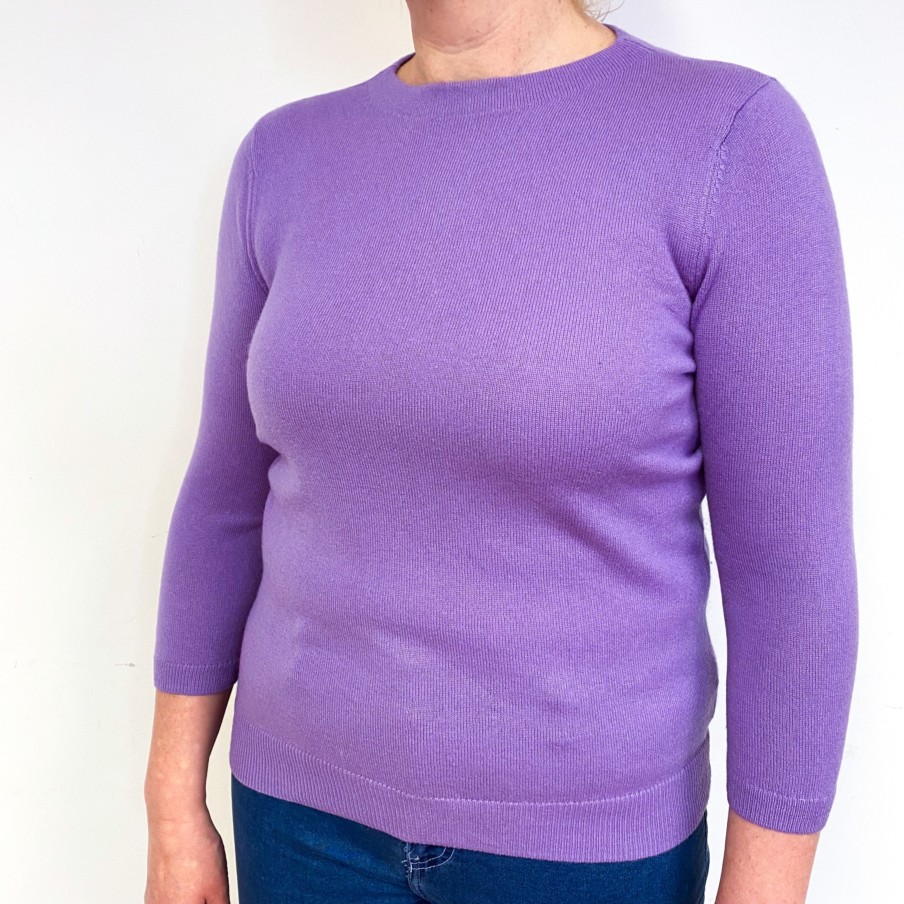 Iris Purple Cashmere Crew Neck Jumper Large