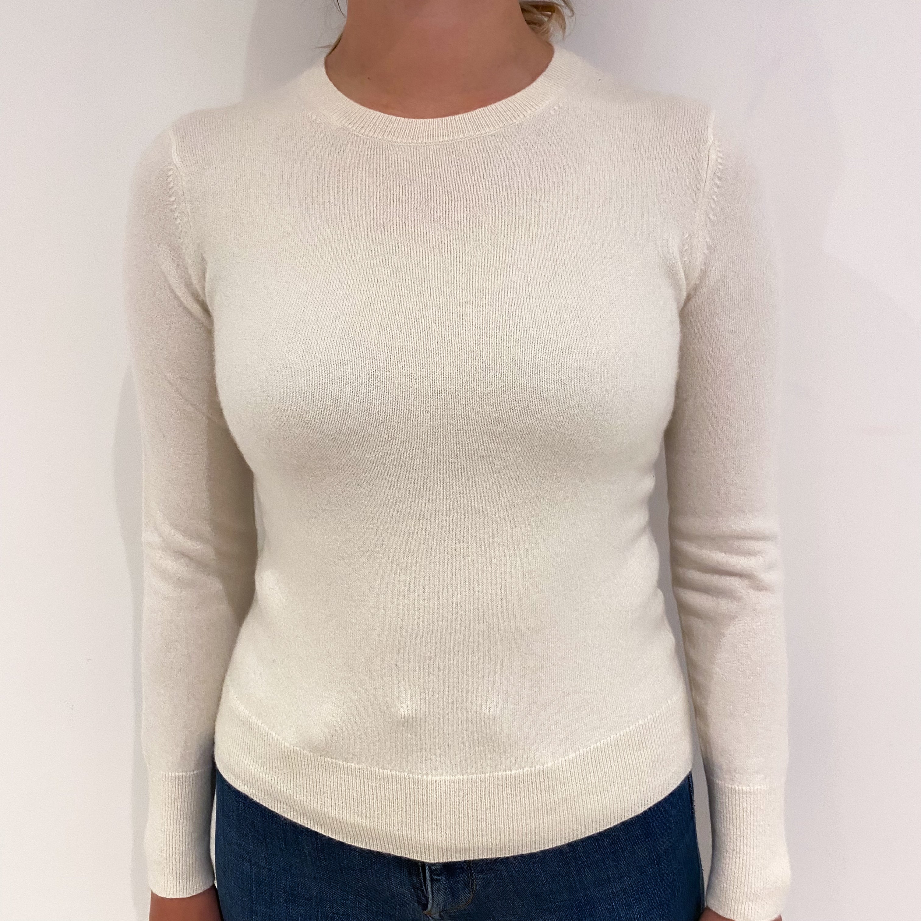 Winter White Cashmere Crew Neck Jumper Small