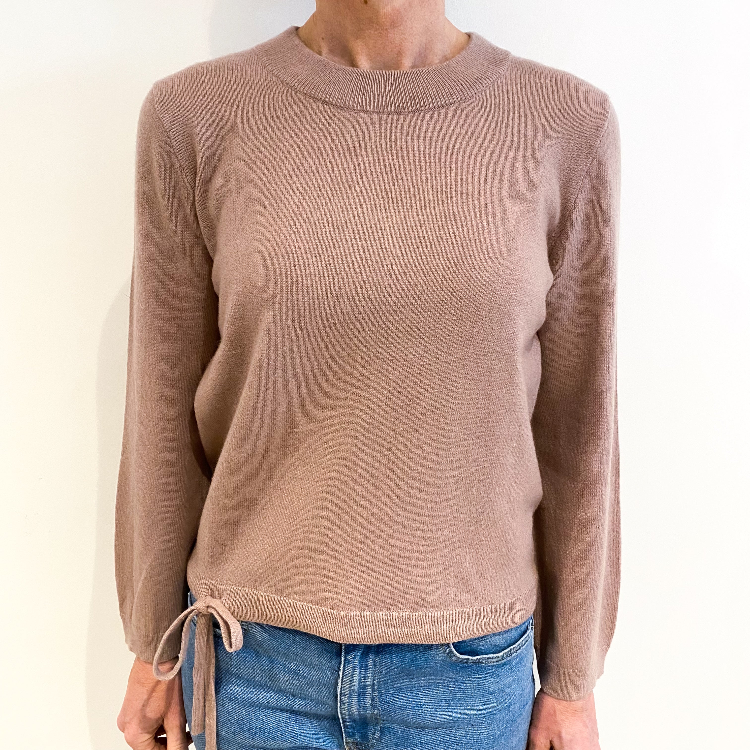 Faded Heather Pink Cashmere Crew Neck Jumper Small