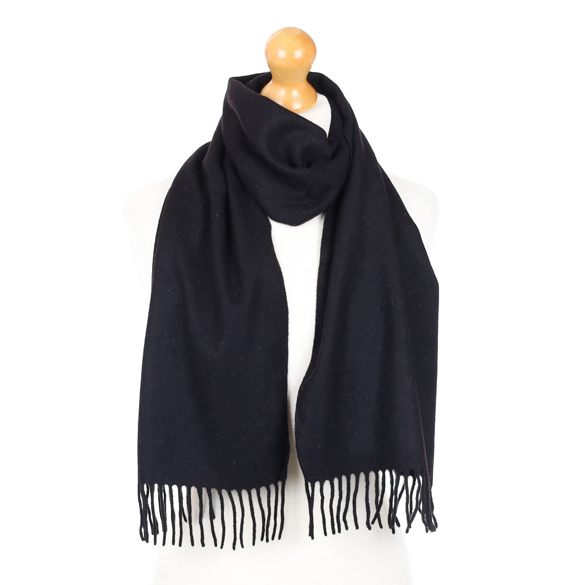 Black Fringed Cashmere Woven Scarf