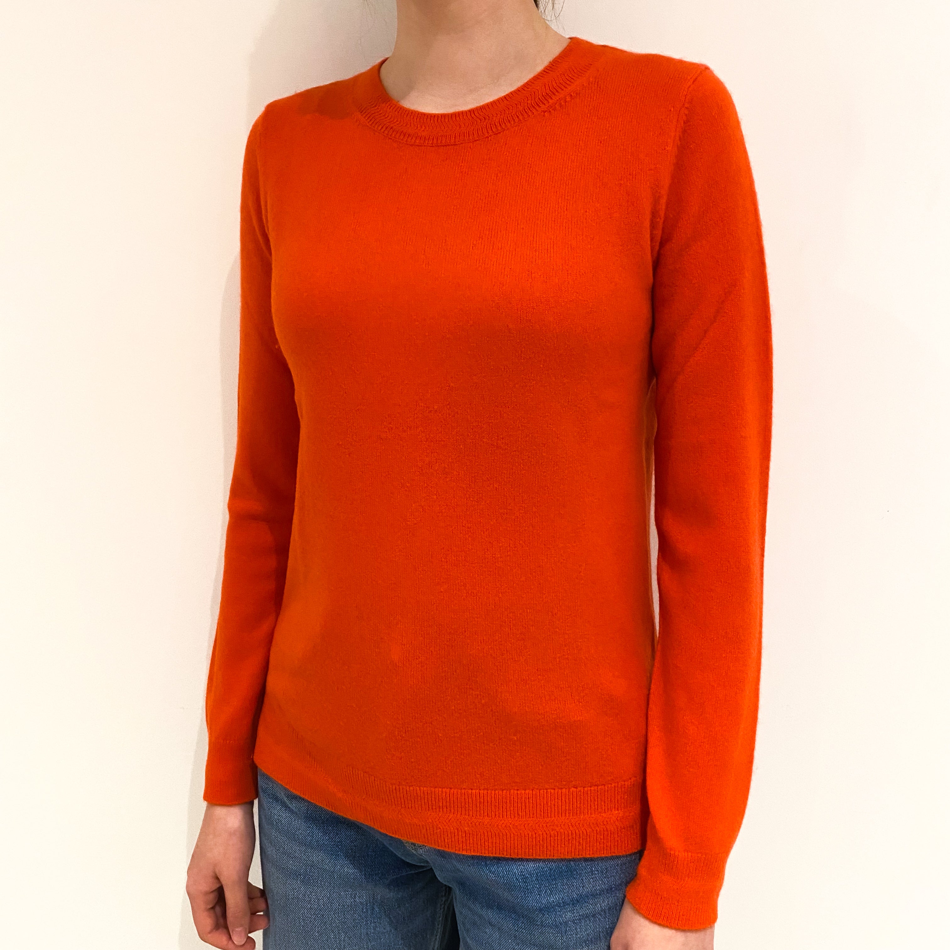 Coral Orange Cashmere Crew Neck Jumper Extra Small