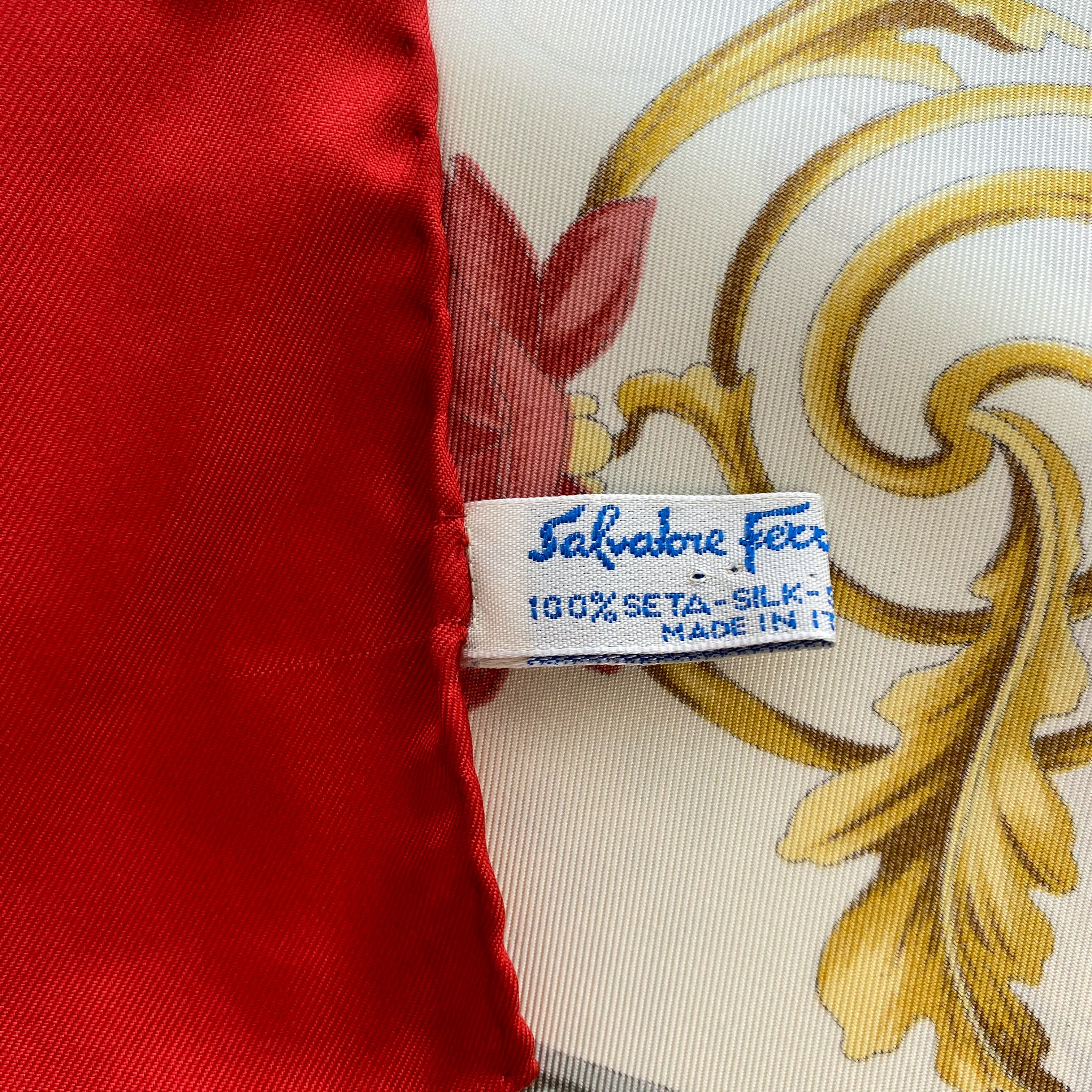 Salvatore Ferragamo Red Designer Silk Scarf