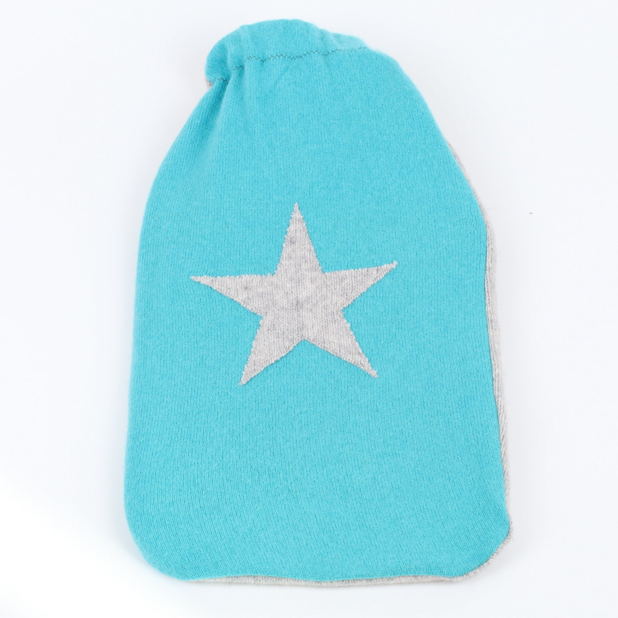 Turquoise and Smoke Grey Large Cashmere Hot Water Bottle