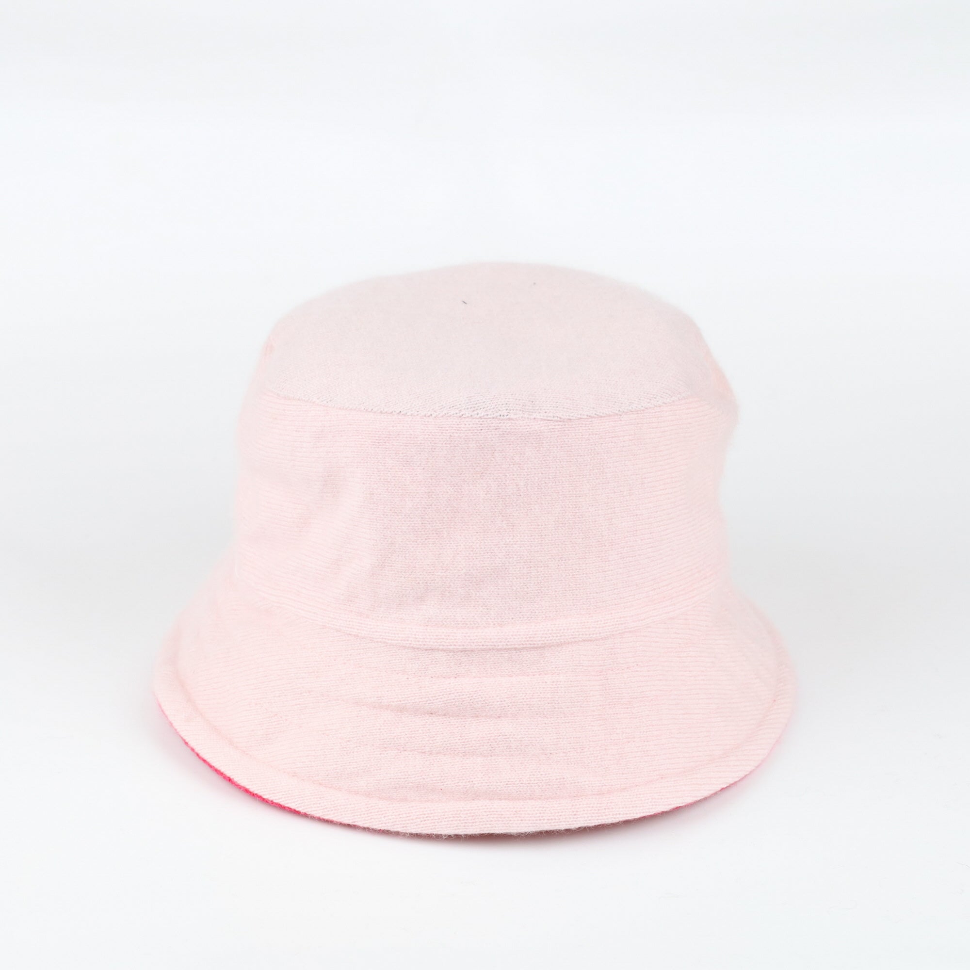 Shell and Hot Pink Reversible Cashmere Bucket Hat Medium