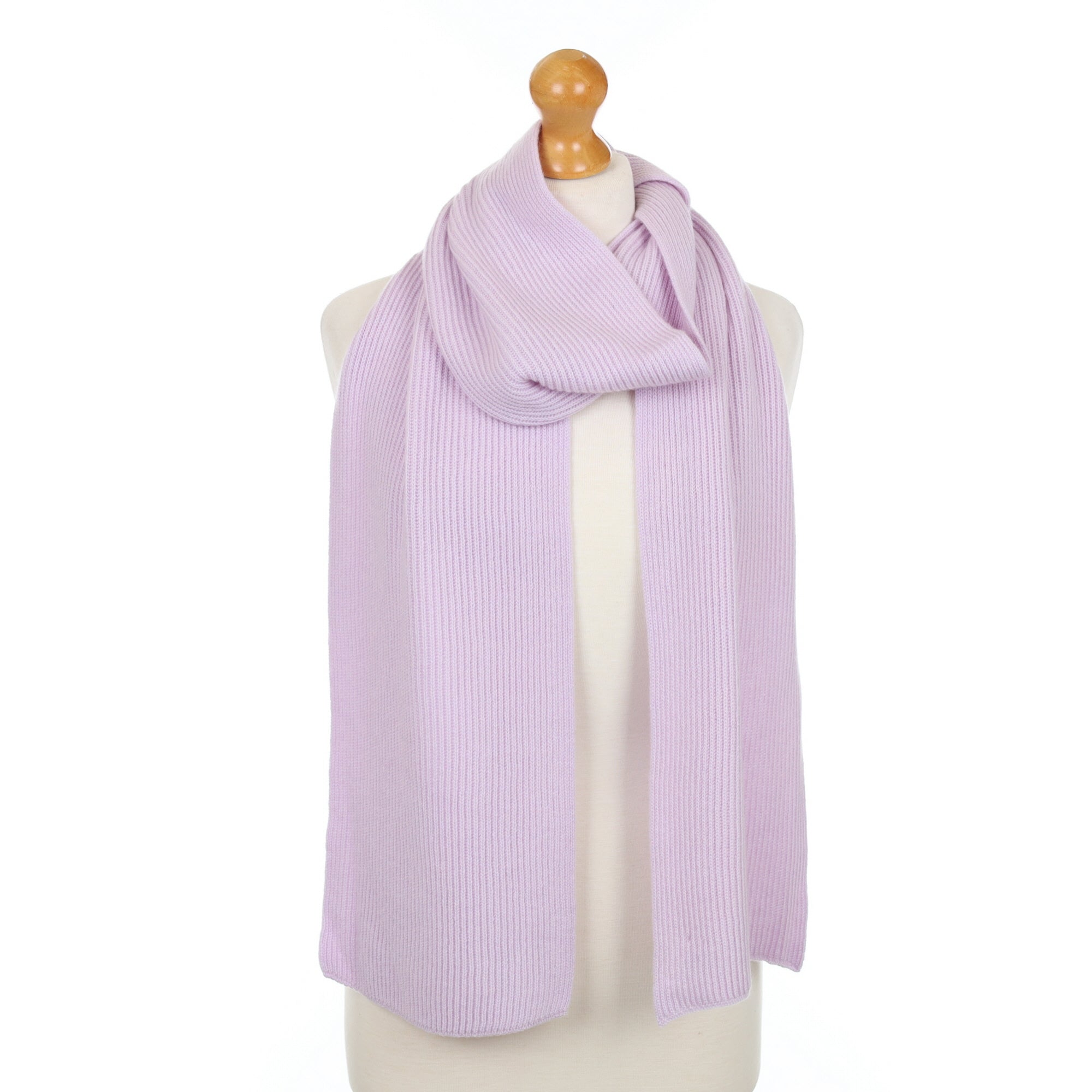 Brand New Scottish Pale Lavender Rib Cashmere Scarf