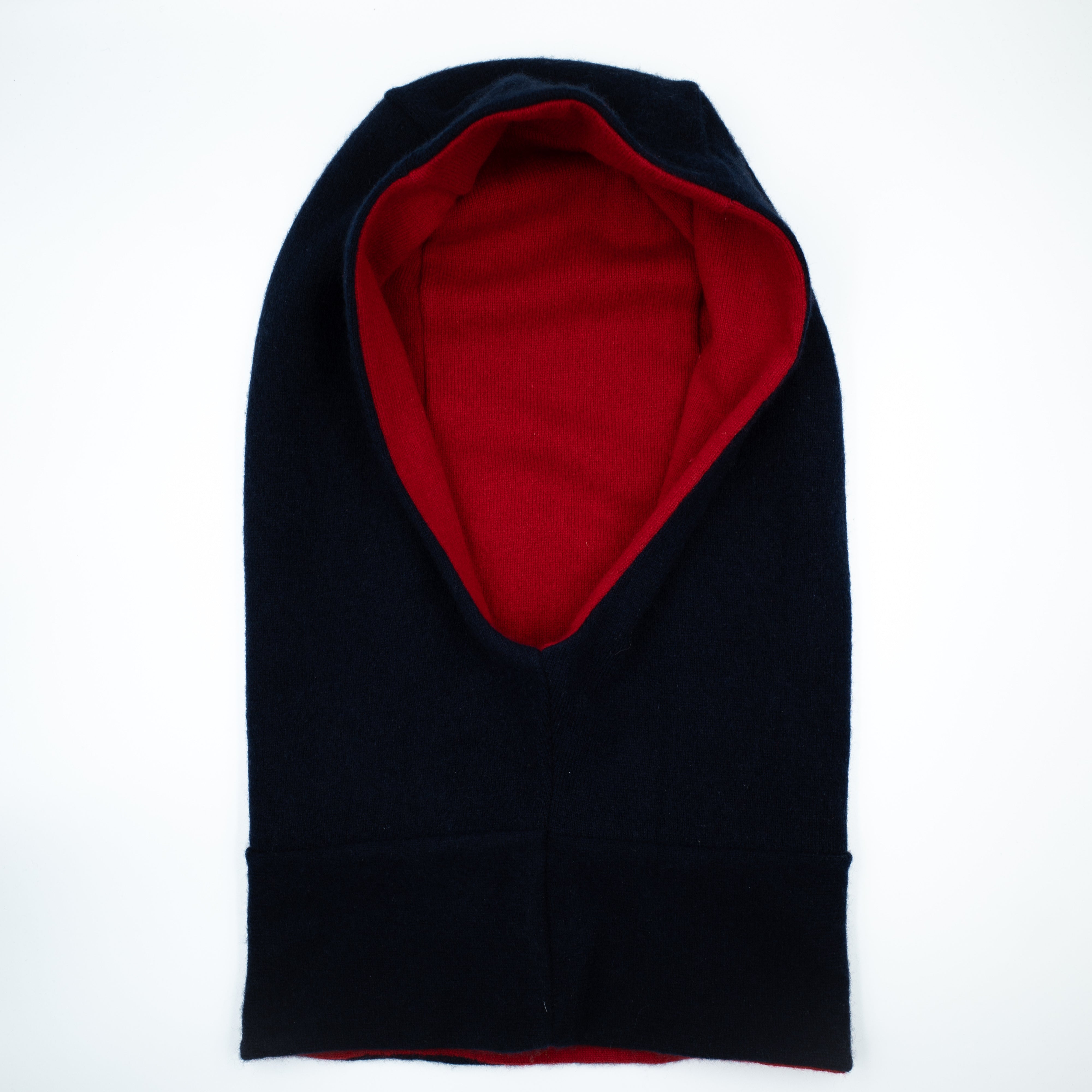 Navy and Postbox Red Luxury Reversible Cashmere Hood Unisex