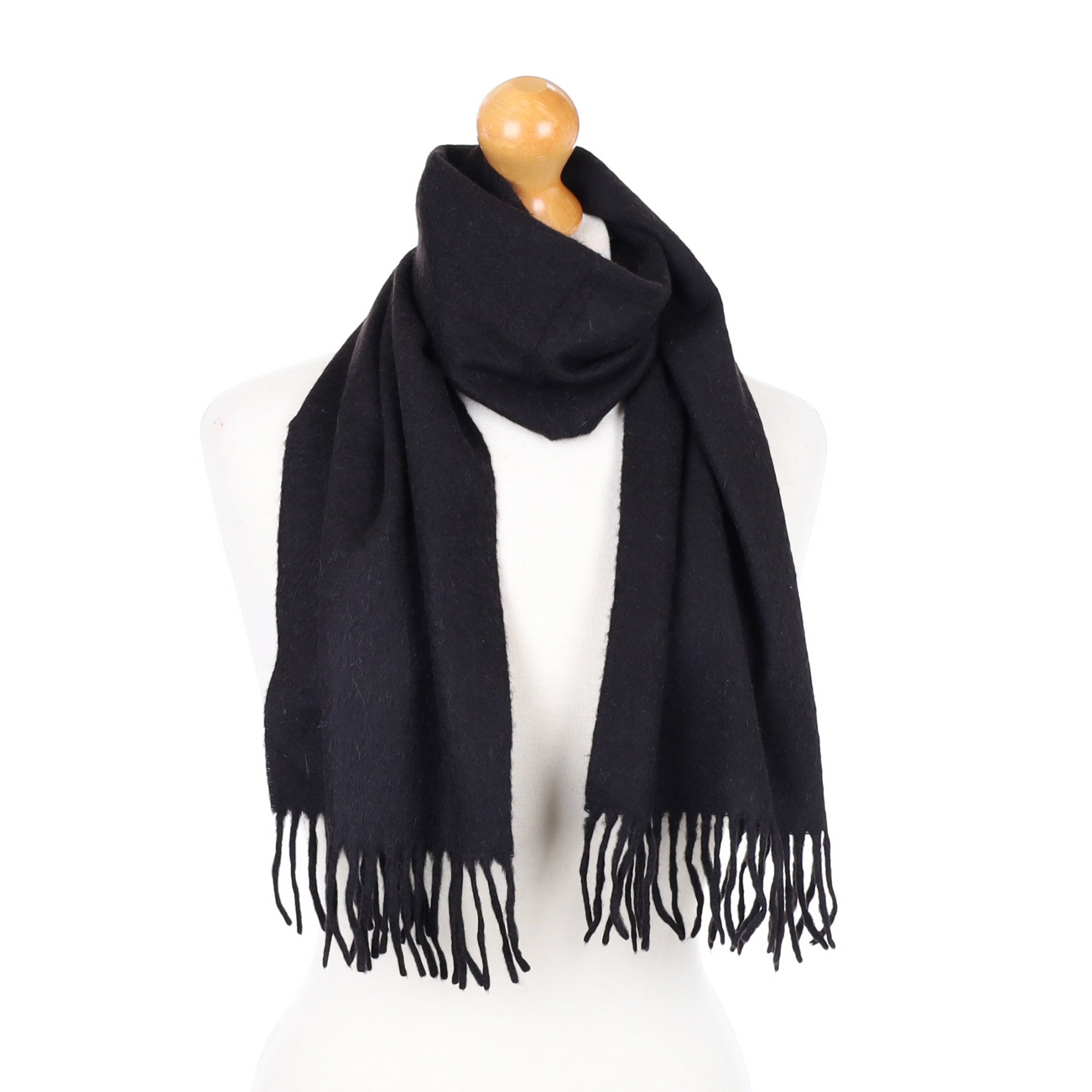 Black Fringed Cashmere Woven Scarf